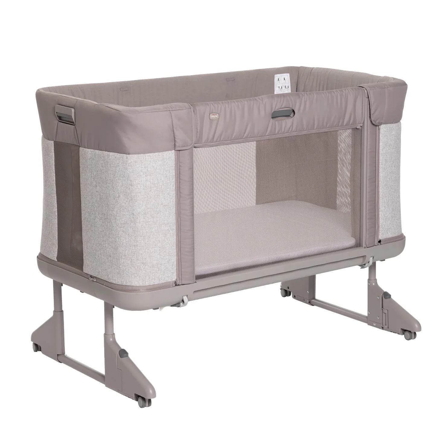 Chicco Next2Me Forever, Łóżeczko dziecięce boczne 3 w 1, łóżeczko staje się łóżeczkiem Montessori, do 4 lat (22 kg), regulowana wysokość, dobra cyrkulacja powietrza, 4 koła, materac w zestawie