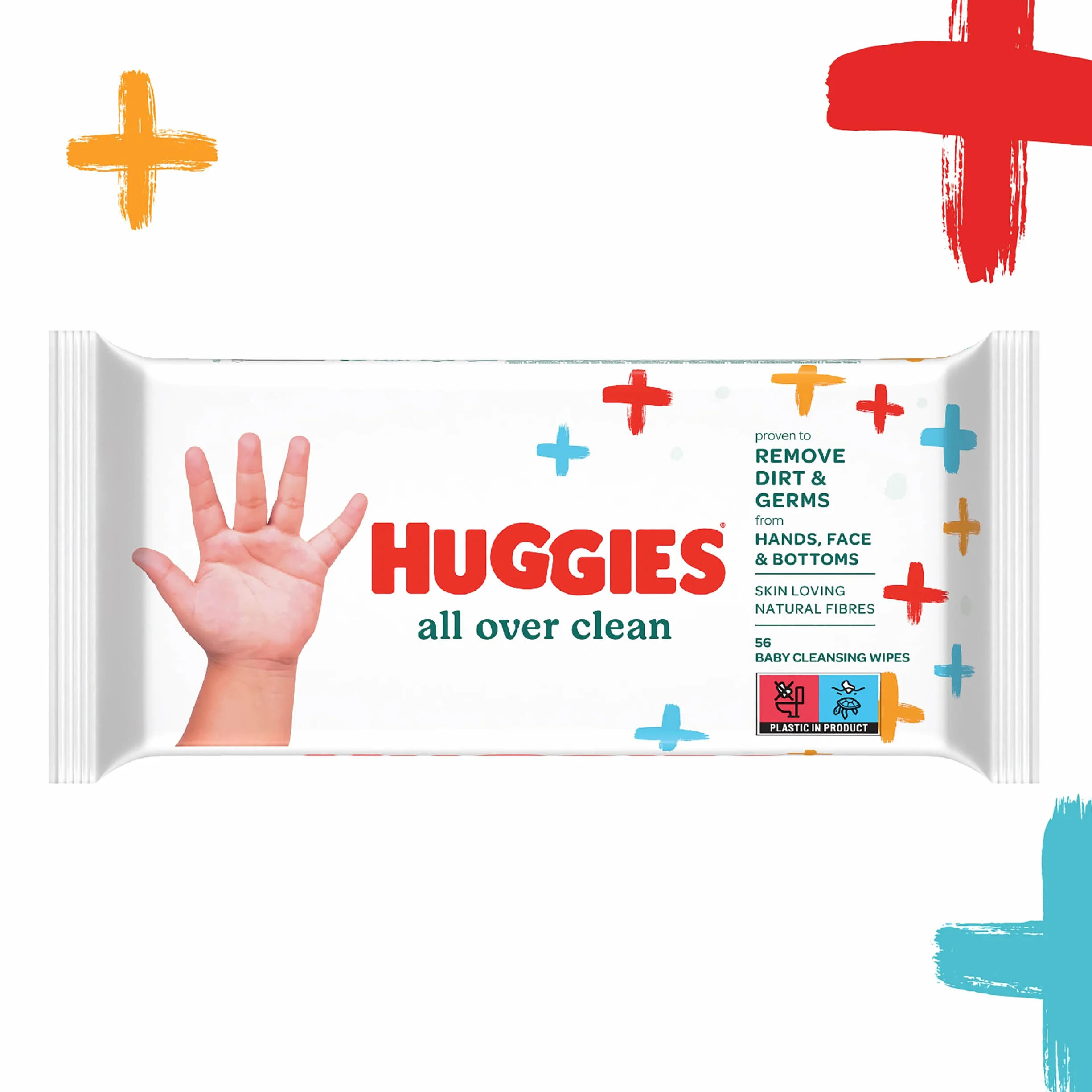 Huggies Chusteczki nawilżające dla niemowląt All Over Clean, na całe ciało, subtelne i świeże, 10 x 56 chusteczek, pudełko miesięczne