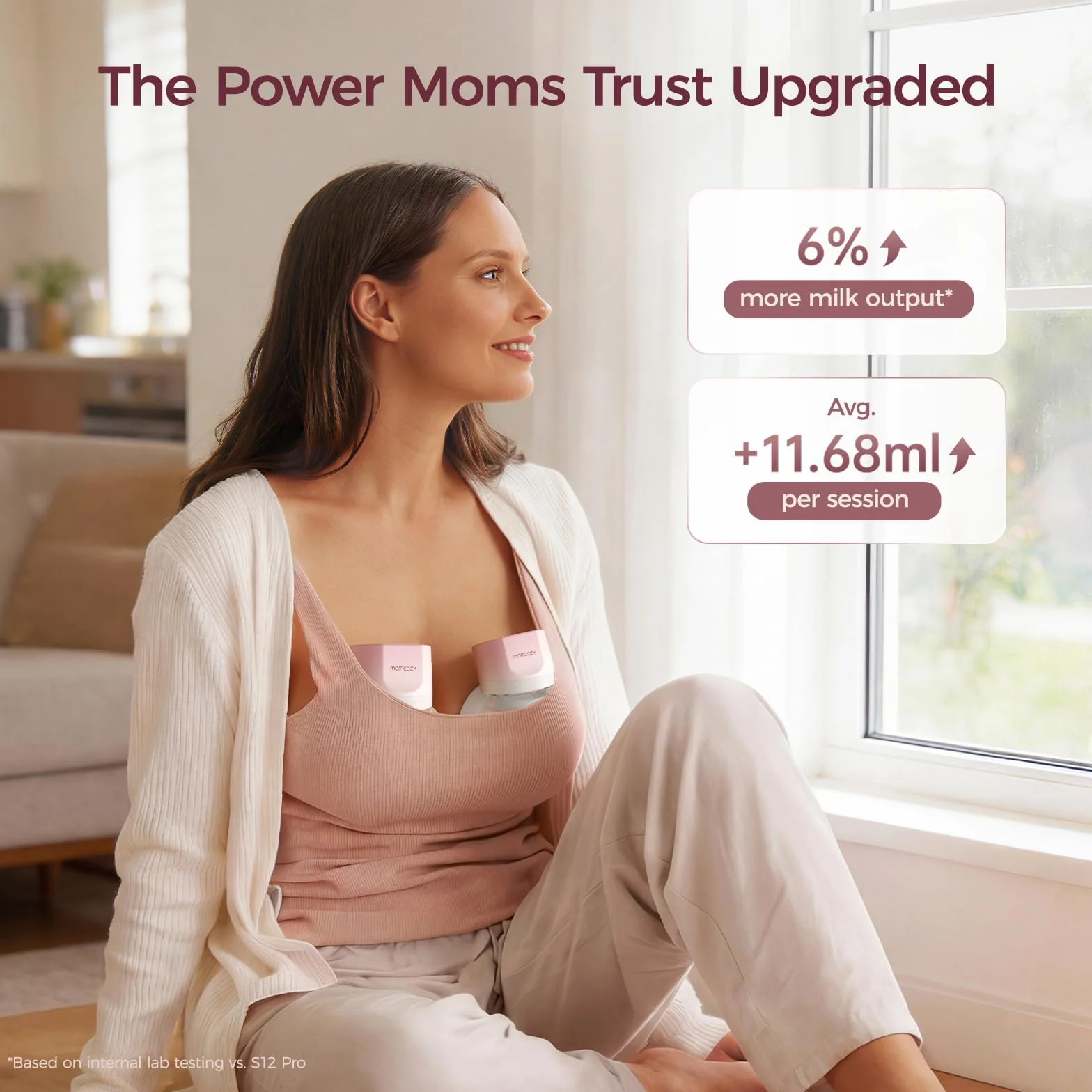 Momcozy S12 Pro Bezprzewodowy Laktator Elektryczny DoubleFit™ 3 Tryby 9 Poziomów Różowy