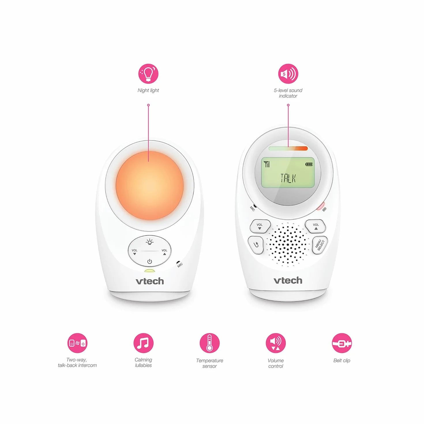 VTech - Babyphone Night Light - funkcja lampki nocnej, komunikacja rodzic/dziecko - BM1211 - wersja PL