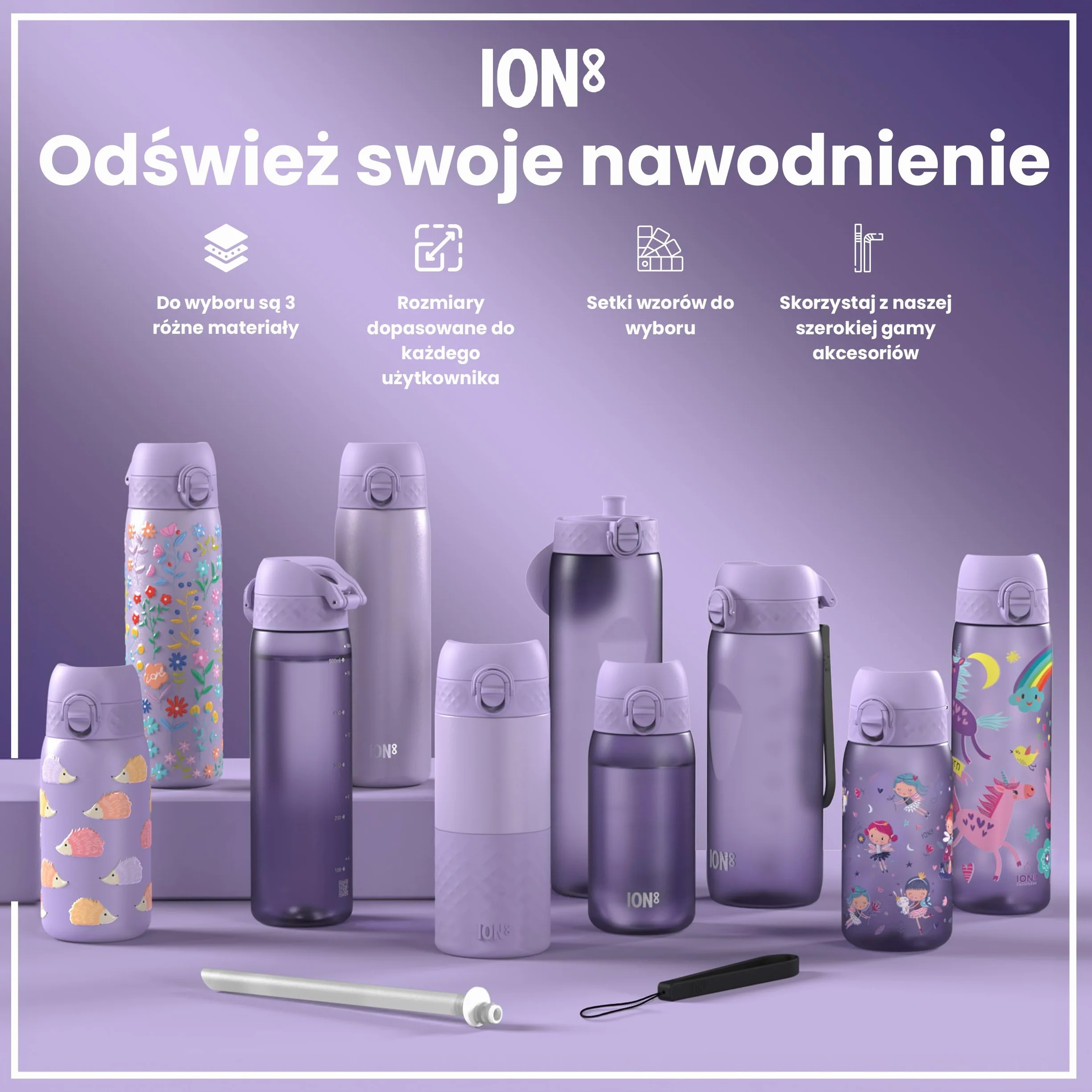ION8 Butelka dla Dzieci 350 ml Szczelna Łatwa do Otwarcia Bezpieczny Zamek Bez BPA