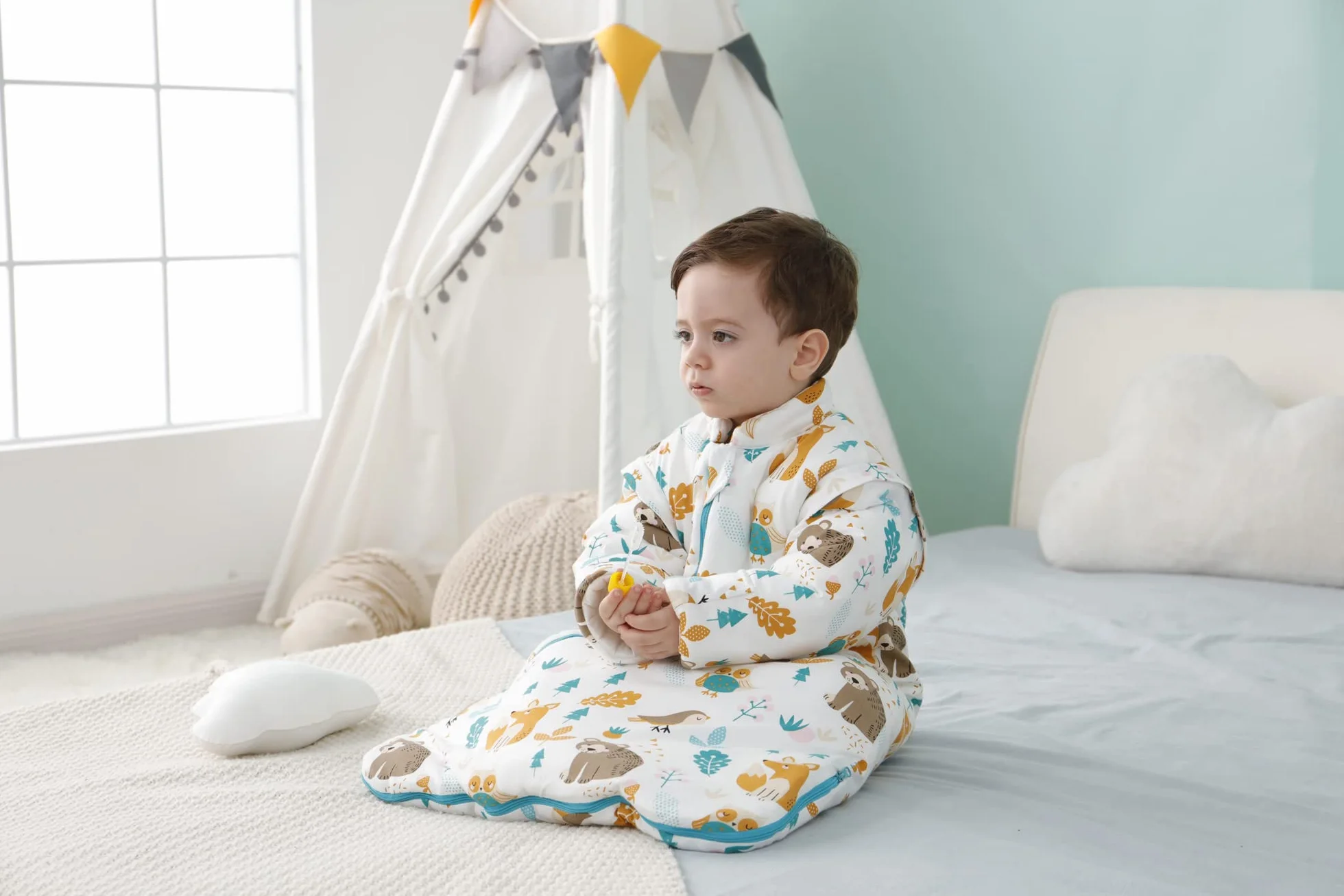 Śpiwór zimowy dla dzieci, 3,5 Tog, bawełna organiczna, różne rozmiary od urodzenia do 4 lat