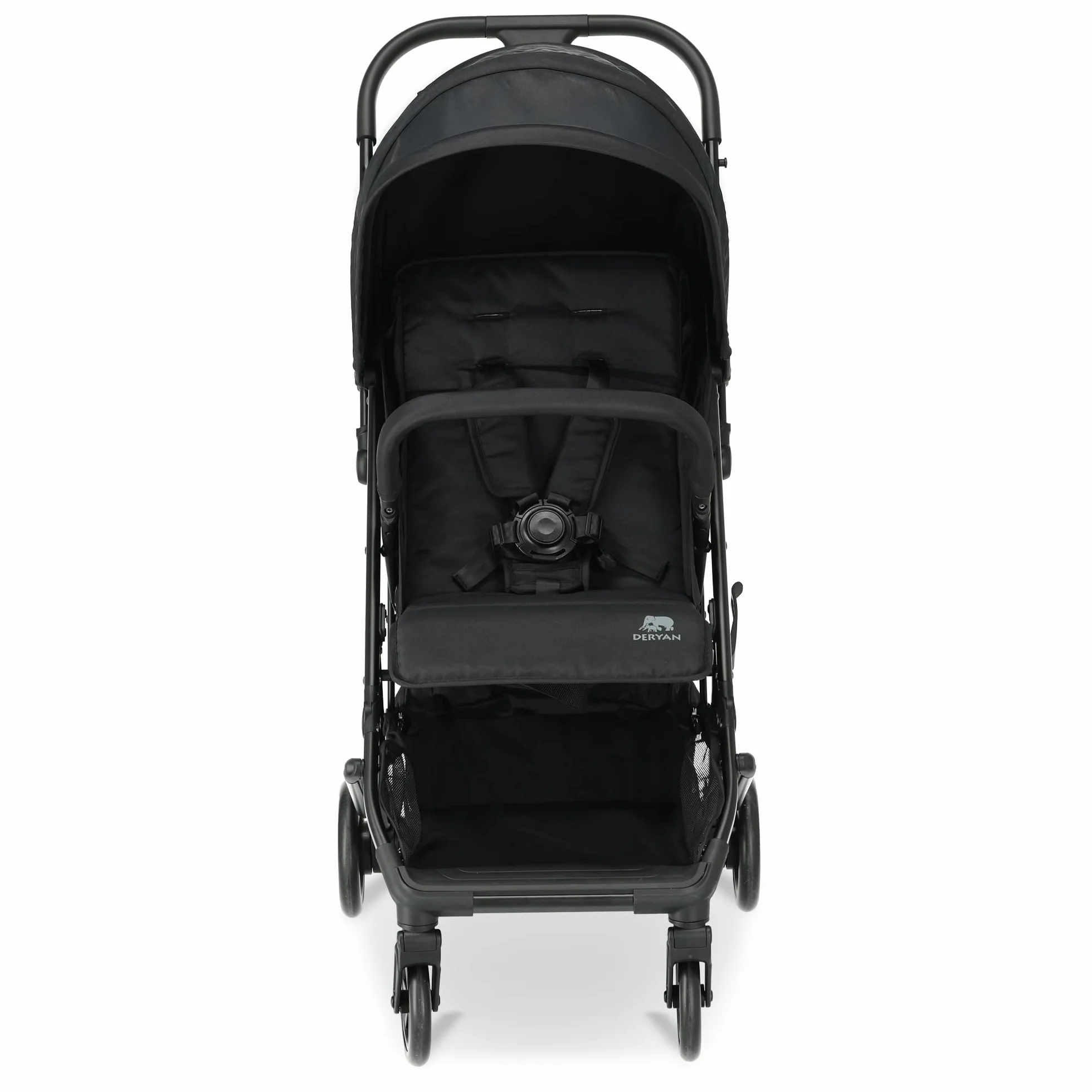 Deryan Easy Travel Buggy – dla dzieci od urodzenia do 22 kg z funkcją leżenia – ultralekki 7,5 kg – składany jedną ręką, UPF 50+, kosz do 3 kg (czarny)