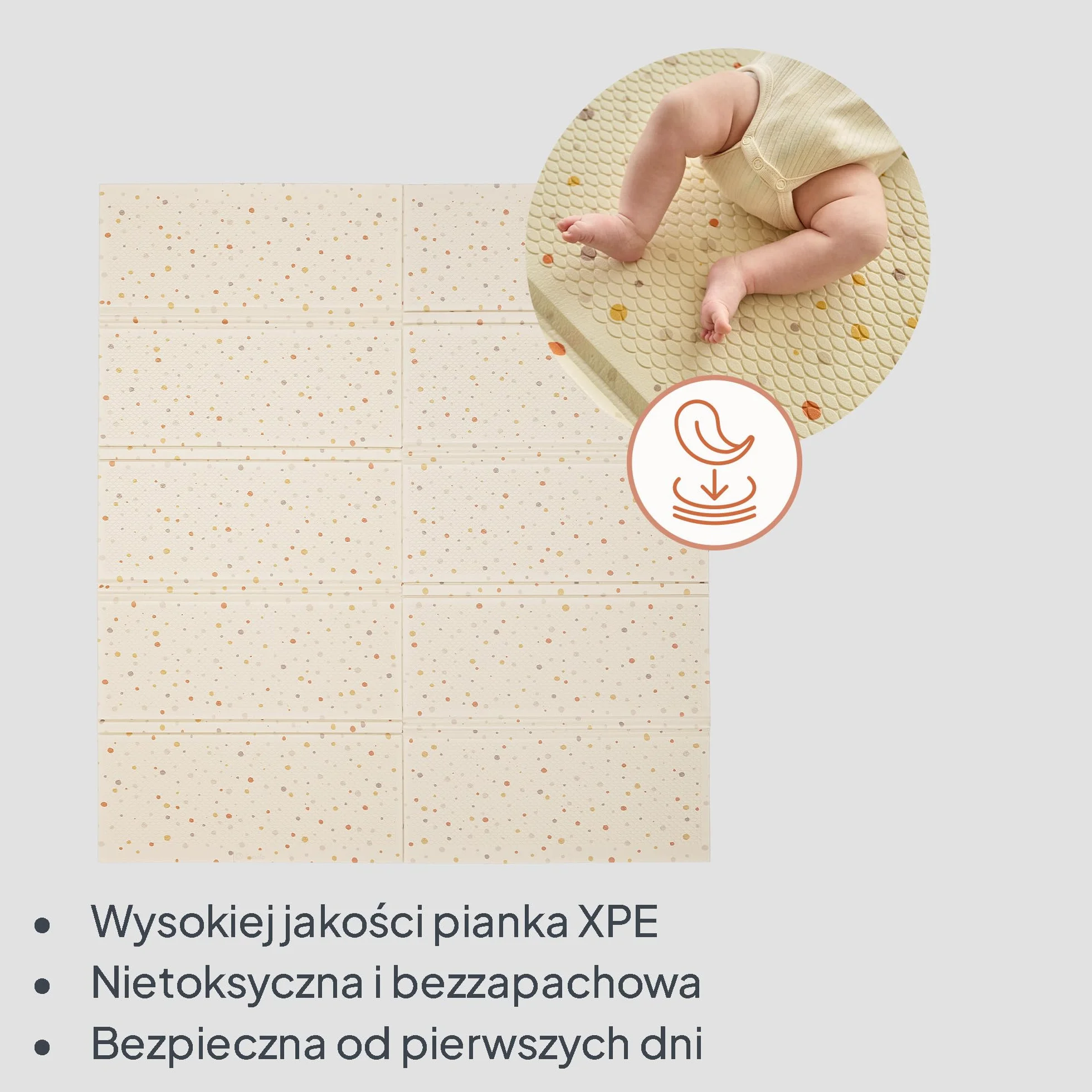 Lionelo Zora XPE mata do raczkowania dla niemowląt 180 x 201 x 1,5 cm, bardzo gruba, bez substancji szkodliwych, antypoślizgowa, dwustronna, z torbą do przenoszenia