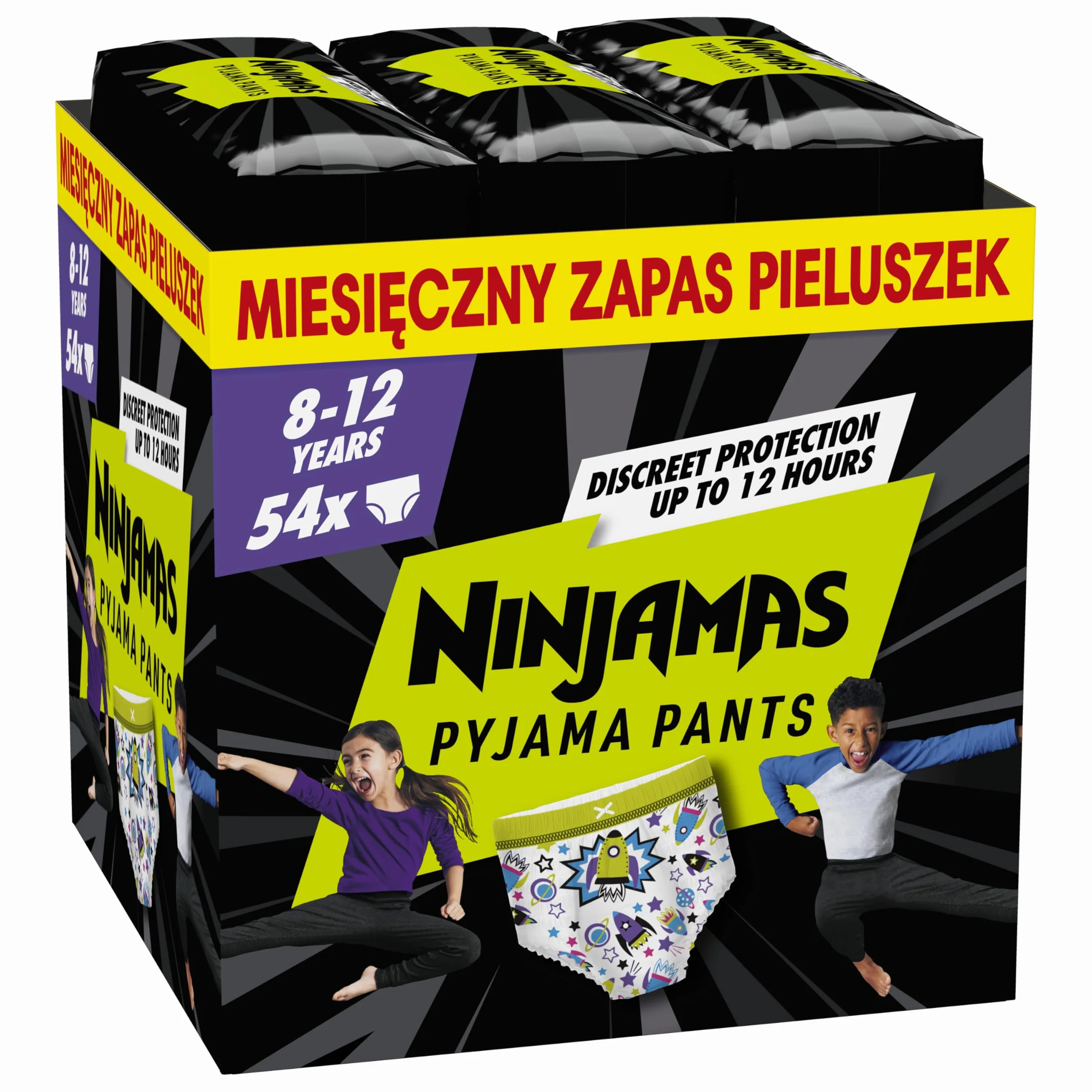 Pampers Ninjamas bielizna chłonna na noc 54 szt. rozmiar 8-12 lat 27-43 kg