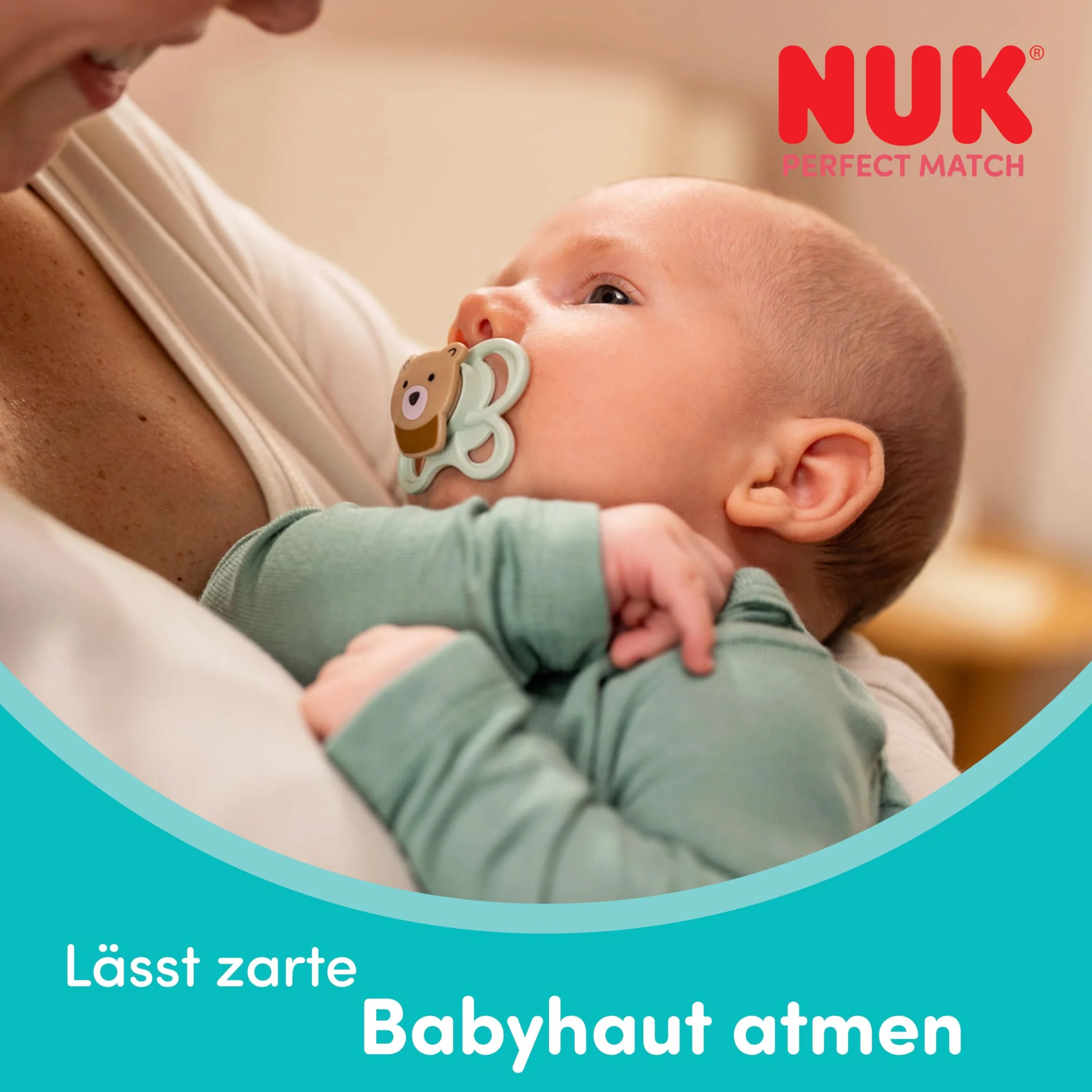 NUK Perfect Match Air Smoczki dla niemowlątwląt | 0-6 m | Ortodontyczne smoczki wspomagające przepływ powietrza i zapobiegające odparzeniom | 95% akceptacji przez niemowlęta** | Miś i Lis | 2 sztuki
