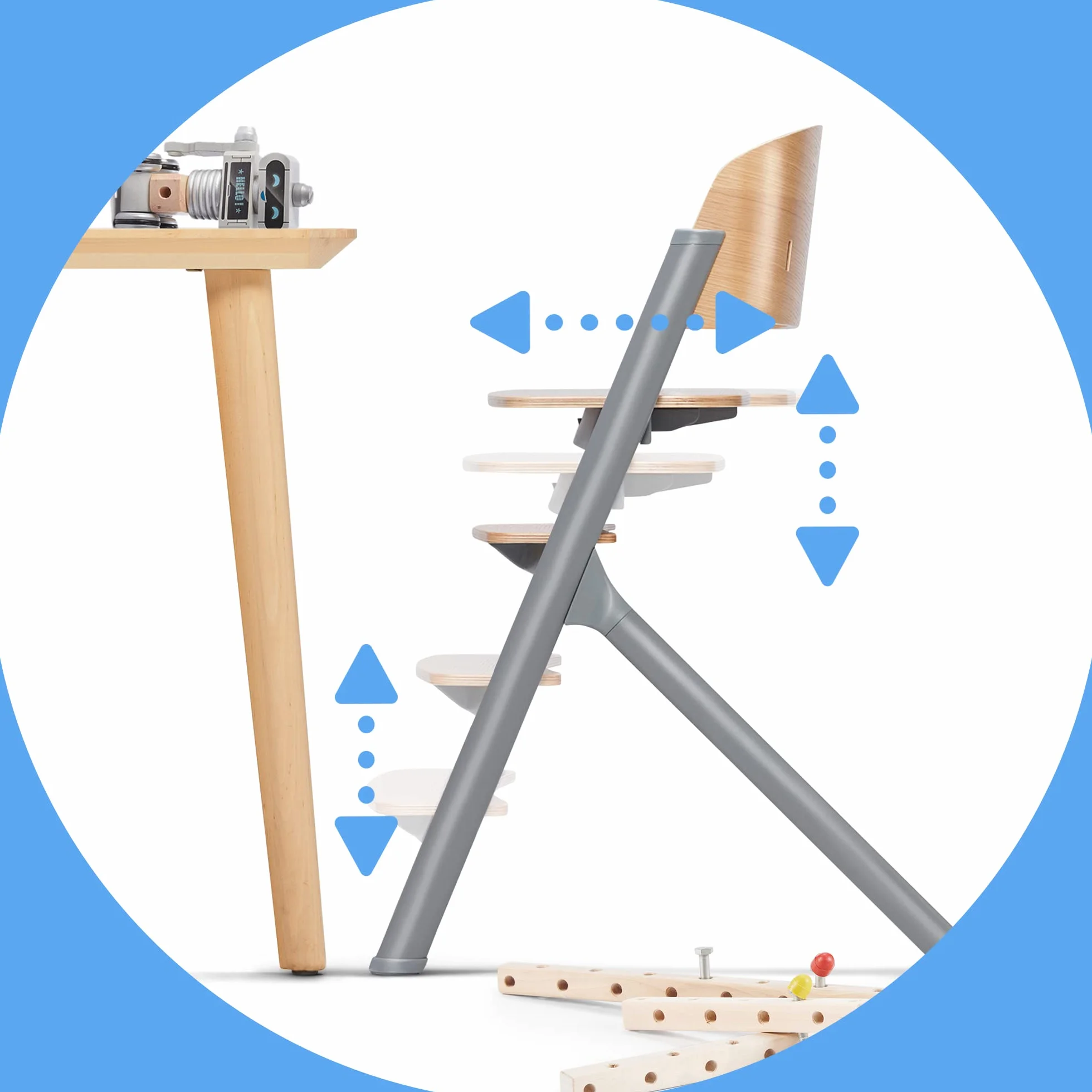 Kinderkraft Krzesełko do karmienia LIVY i Bujaczek CALMEE, Krzesło dla całej rodziny, Od urodzenia do 110 kg, Regulowane, Zdejmowana tacka, Ergonomiczne oparcie, Minimalistyczny design, Drewnopodobny