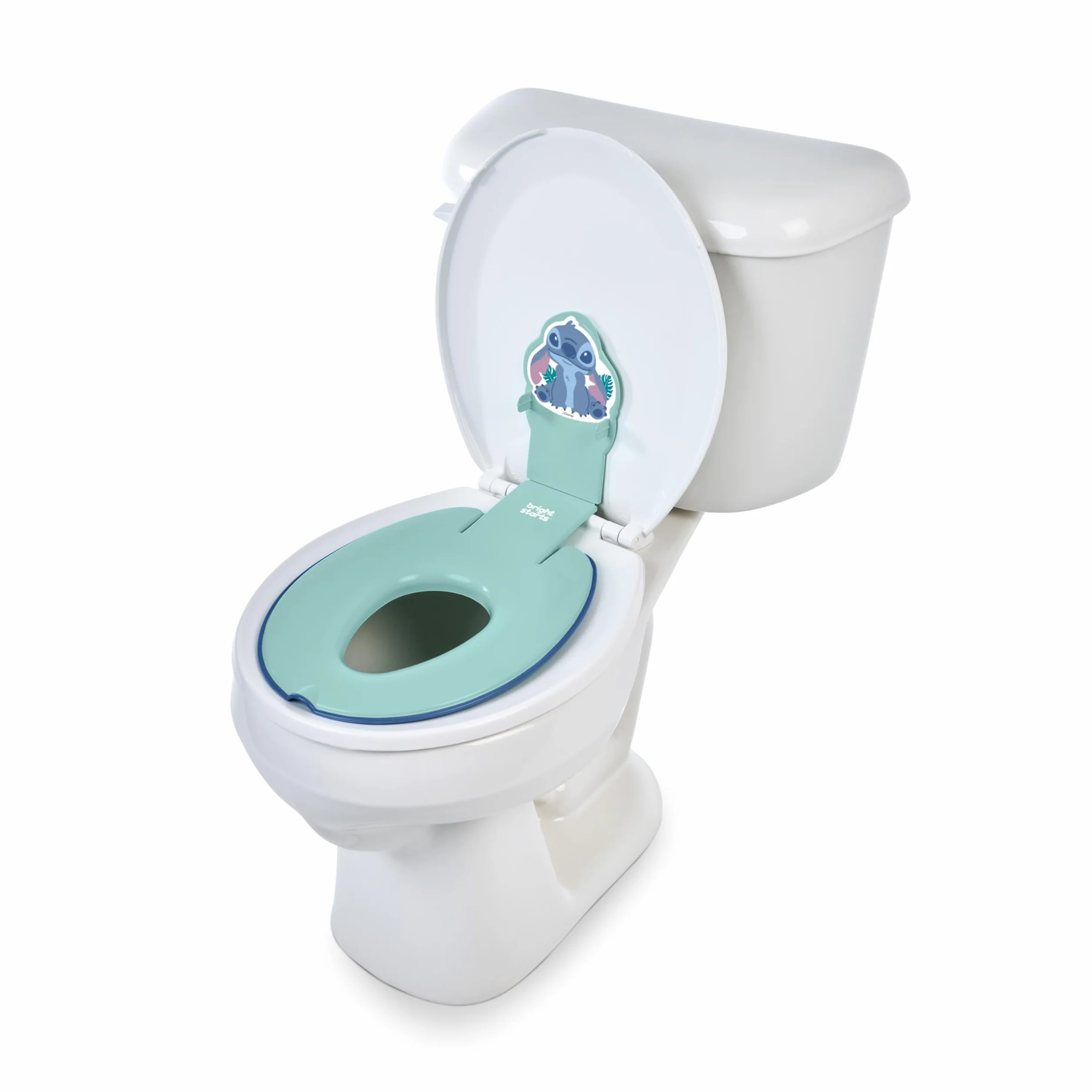 Bright Starts Disney Baby Stitch Flip & Sit Nocnik, bezpiecznie mocuje się do toalety, oszczędzający miejsce design