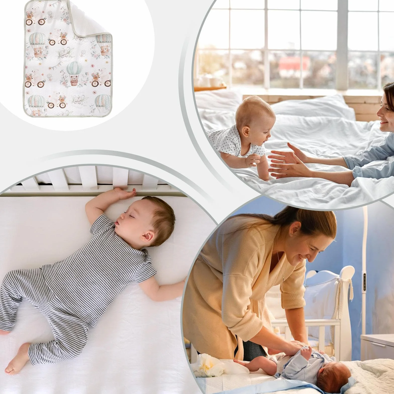 Waterproof Crib Mattress Protector 70x50cm Absorbent Bassinet Liner Sheet