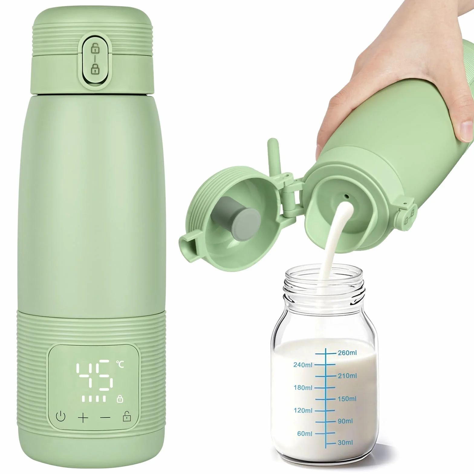 Przenośny podgrzewacz do butelek Aolso 500 ml, szybkie nagrzewanie, ładowanie USB