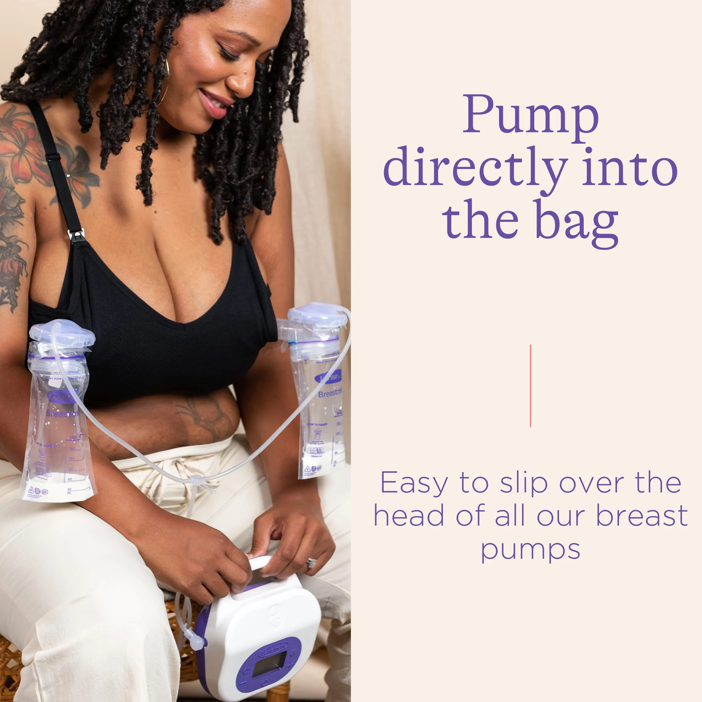 Lansinoh Breast Milk Storage Bags Breastmilk Pouches for fridge or freezer use, store flat or standing, BPA and BPS free, pre-sterilised, double zipper seal, Pack of 50