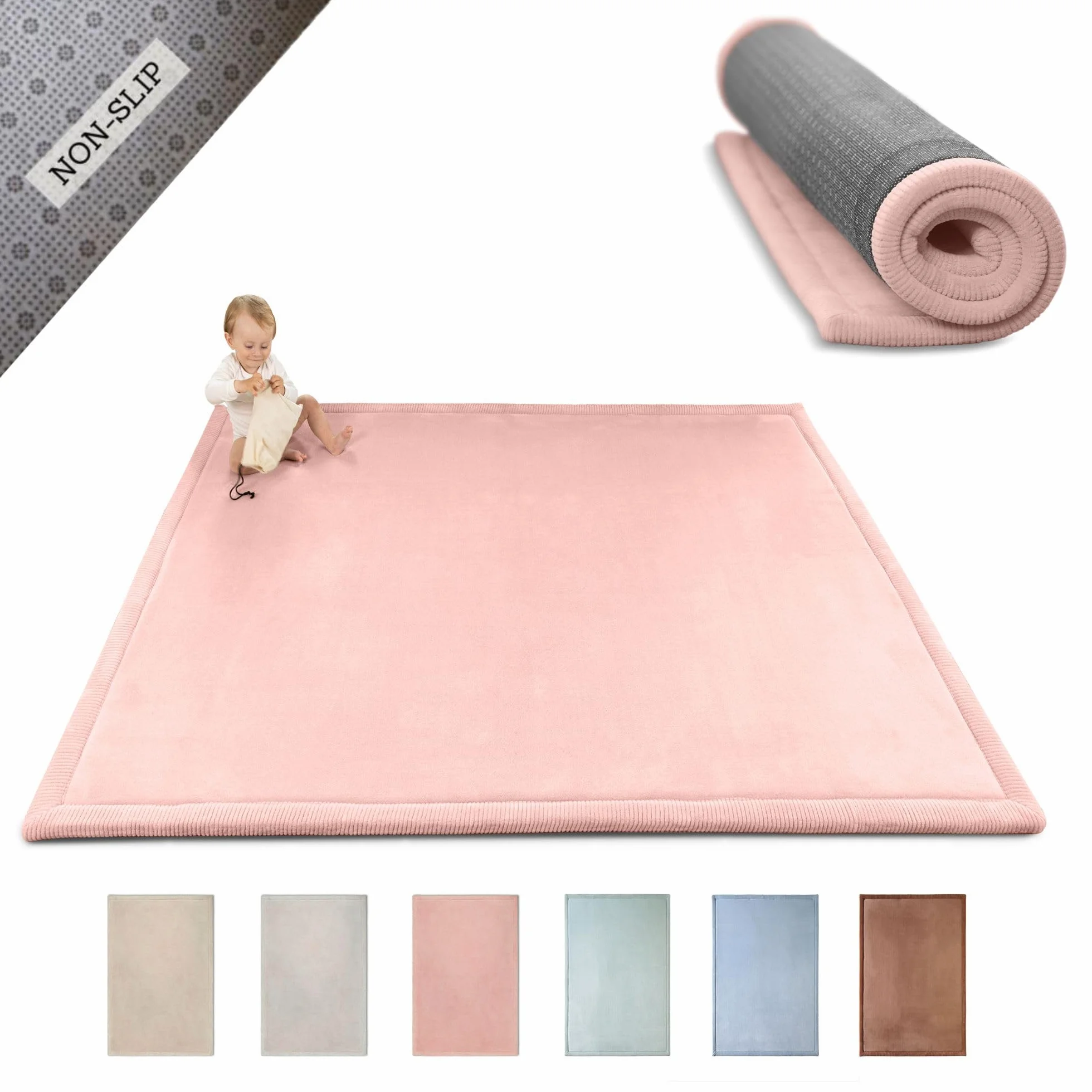 Hakuna Matte Cloud Miękka Mata do Zabawy dla Niemowląt 200x150x2,5 cm, Różowa – Dywan do pokoju dziecięcego z wysokiej jakości pianką memory – Mata do raczkowania z antypoślizgowym spodem