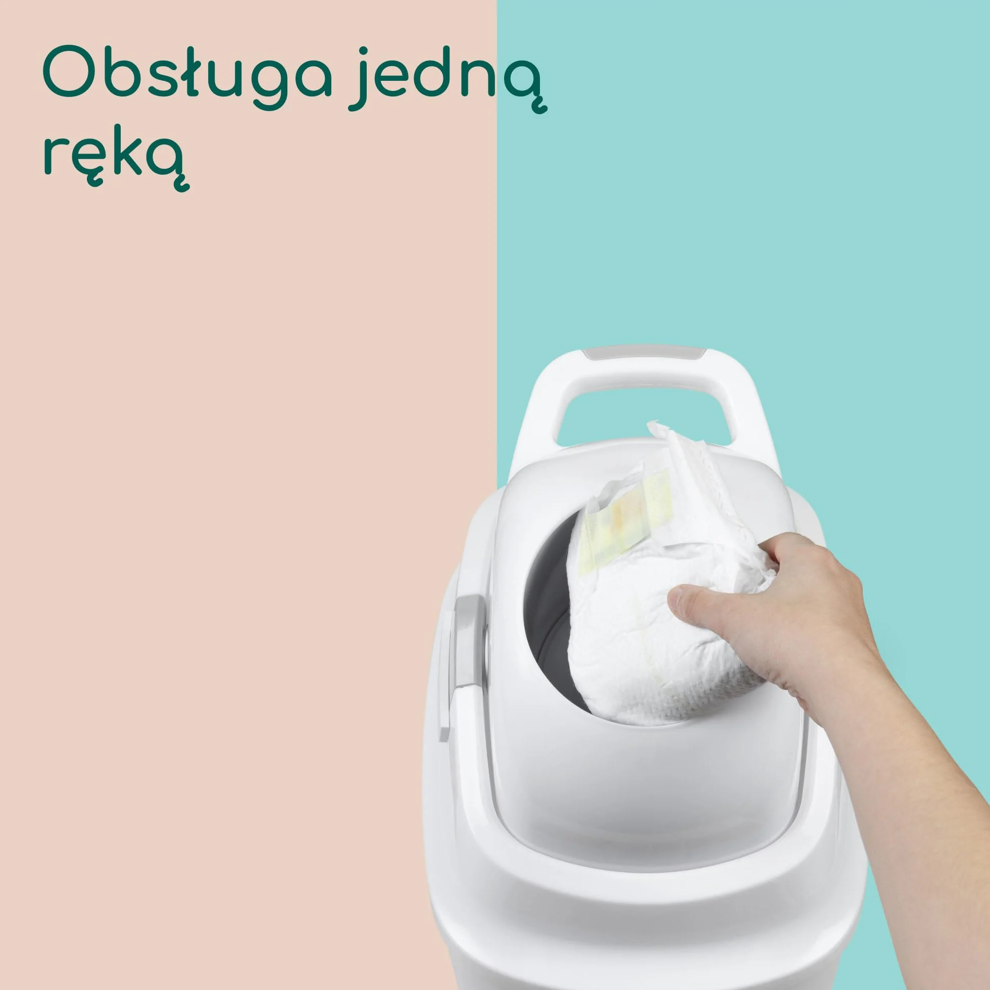 Bebeconfort Bezzapachowy Pojemnik na Pieluchy Rozmiar L, Pojemnik na Pieluchy, Pasuje do Wszystkich Worków na Odpady, Mieści do 30 pieluch, Obsługa Jedną Ręką, Poręczne Wymiary, Łatwo się Czyści, Grey