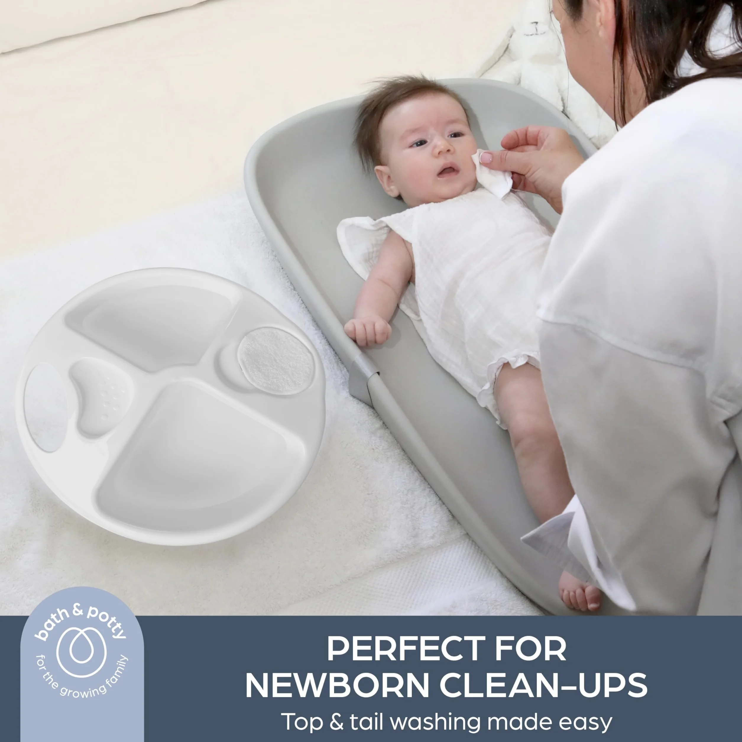 Dreambaby miska górna i ogonowa do kąpieli niemowląt, 2 miejsca na gąbki, ergonomiczna