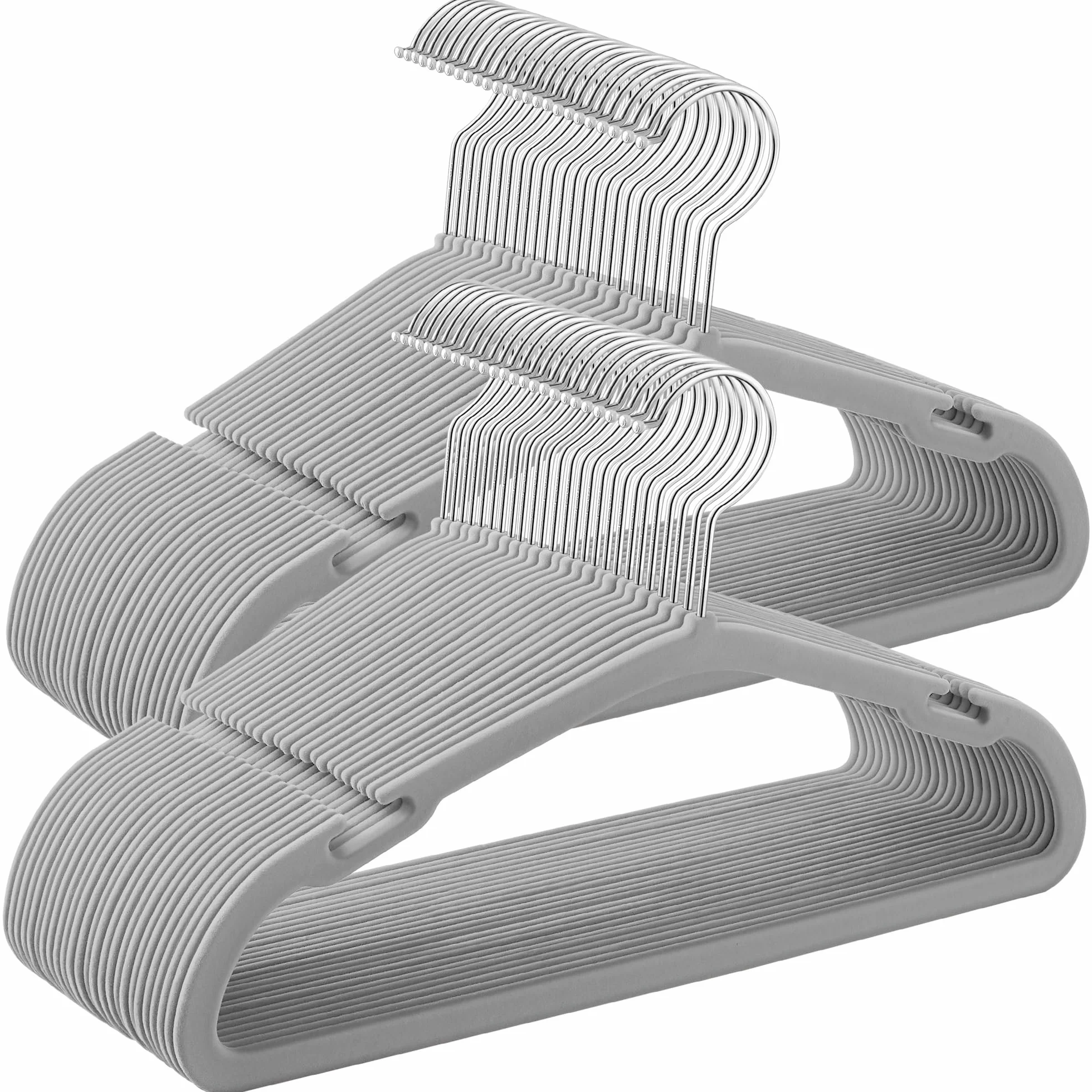 SONGMICS Wieszak na ubrania dziecięce, zestaw 50 sztuk, 35 x 20 cm, wieszak na ubrania dla niemowląt, aksamitny wieszak na ubrania, antypoślizgowy, oszczędność miejsca, szerokie nacięcia na ramionach,