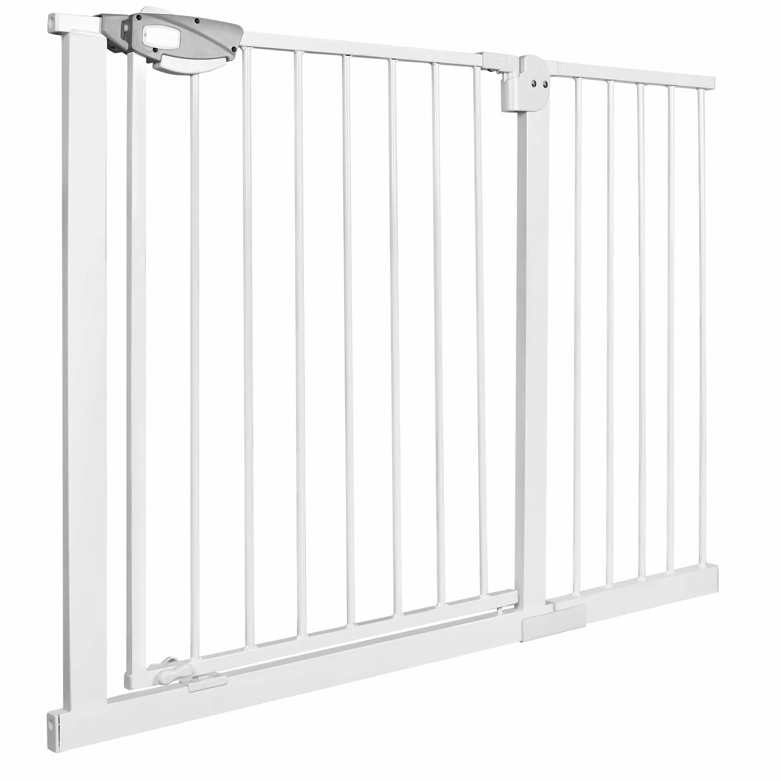Metalowa kratka ochronna na schody i drzwi 105-115 cm biała z samozamykającym się