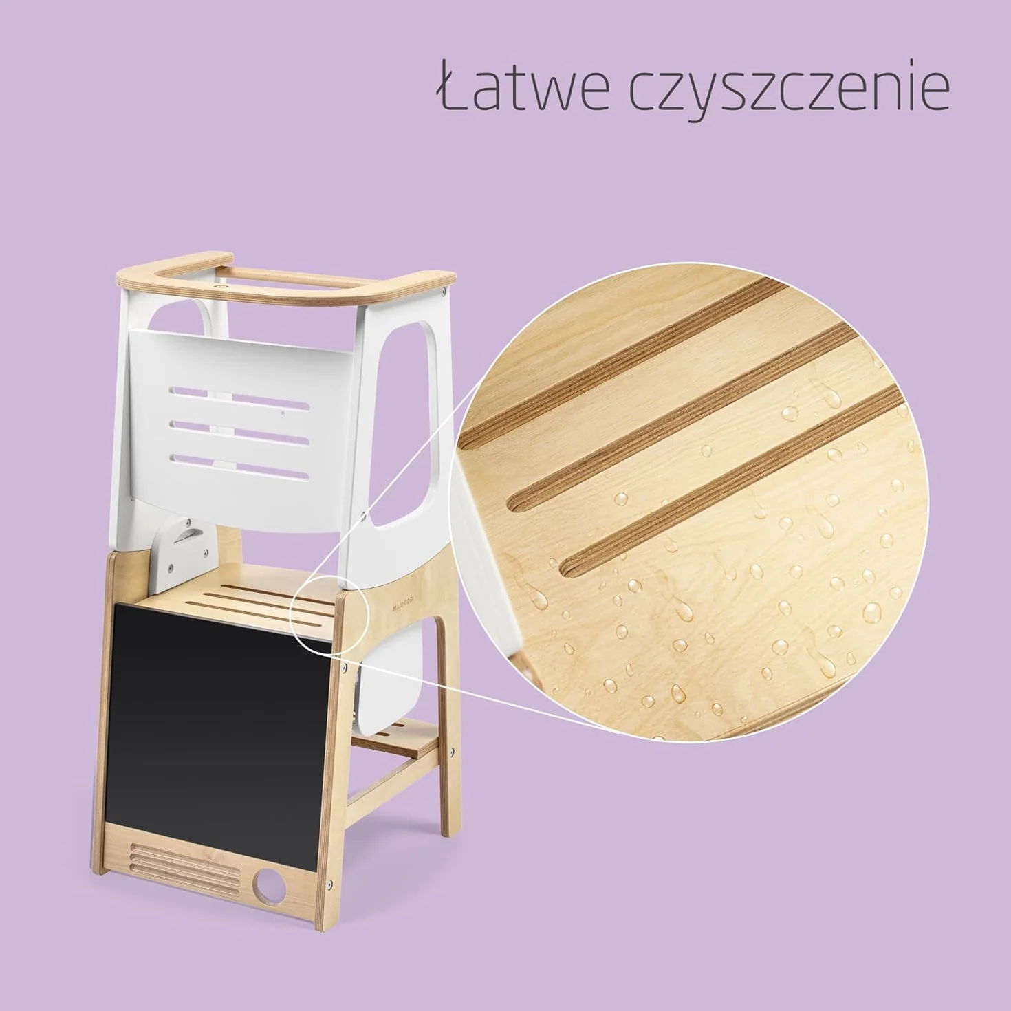 Maxi-Cosi Toucan 3 w 1 Wieża Edukacyjna dla Niemowląt, Montessori Pomocnik Kuchenny Drewniany, 1,5–99+lat, 10–150kg, 3 Ustawienia Wysokości, Stolik+Krzesełkiem, FSC® 100% Certyfikowanego, Natural Wood