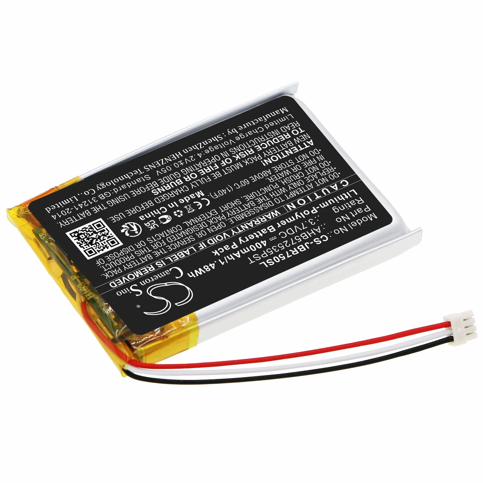 TECHTEK Bateria 400mAh kompatybilny z [Jabra] Evolve 75 zastępuje AHB572535PST FBA