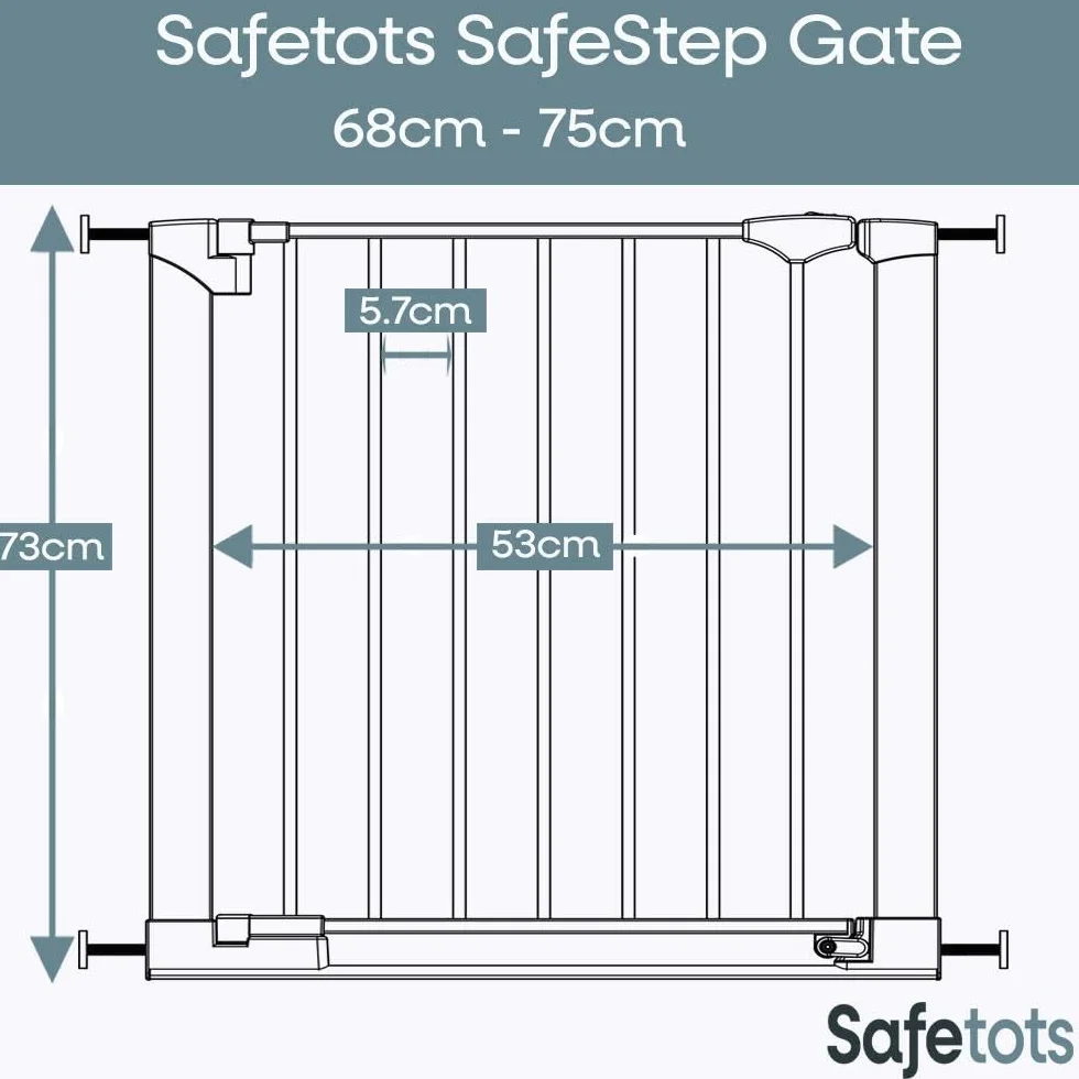 Safetots SafeStep brama bezpieczeństwa 68-75 cm biała niska przejścia dopasowana do ciśnienia