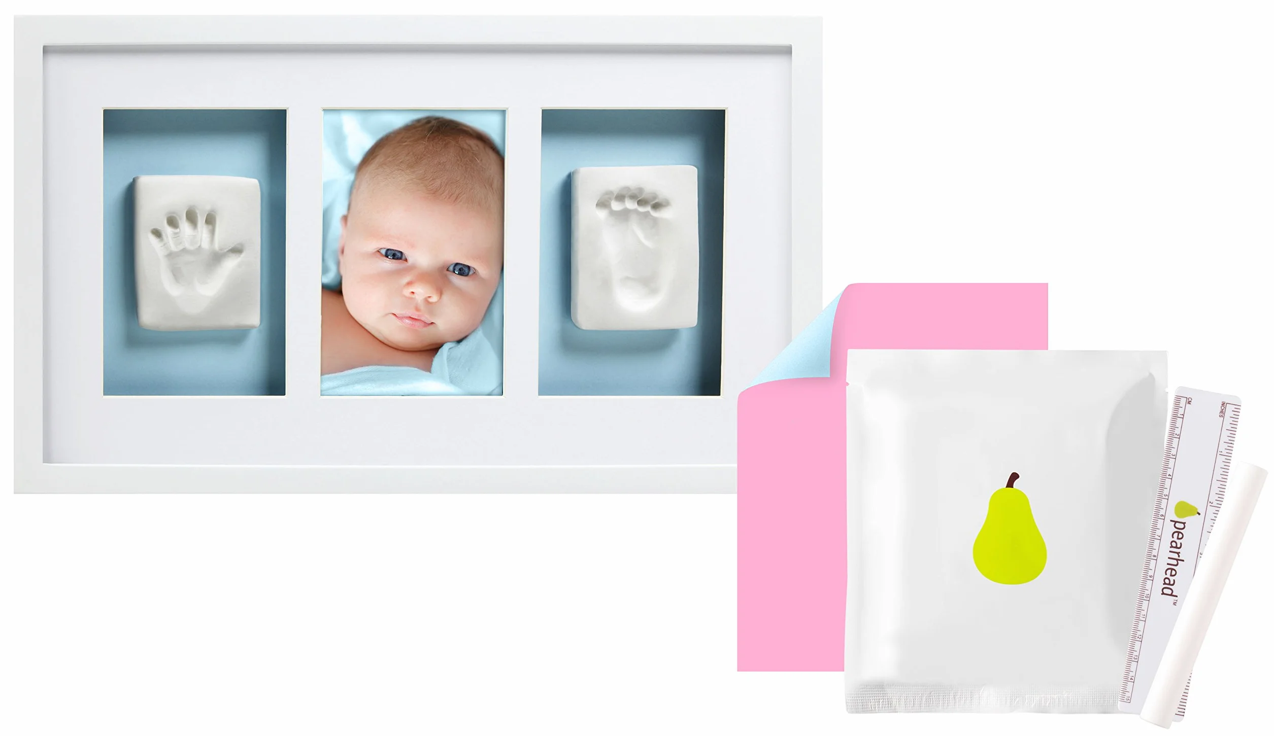 Pearhead Odciski niemowląt noworodka odcisk dłoni i odcisk stopy luksusowa ramka na pamiątkę, nowa mama prezent na niedzielę matki, Dzień Matki, P63000-N