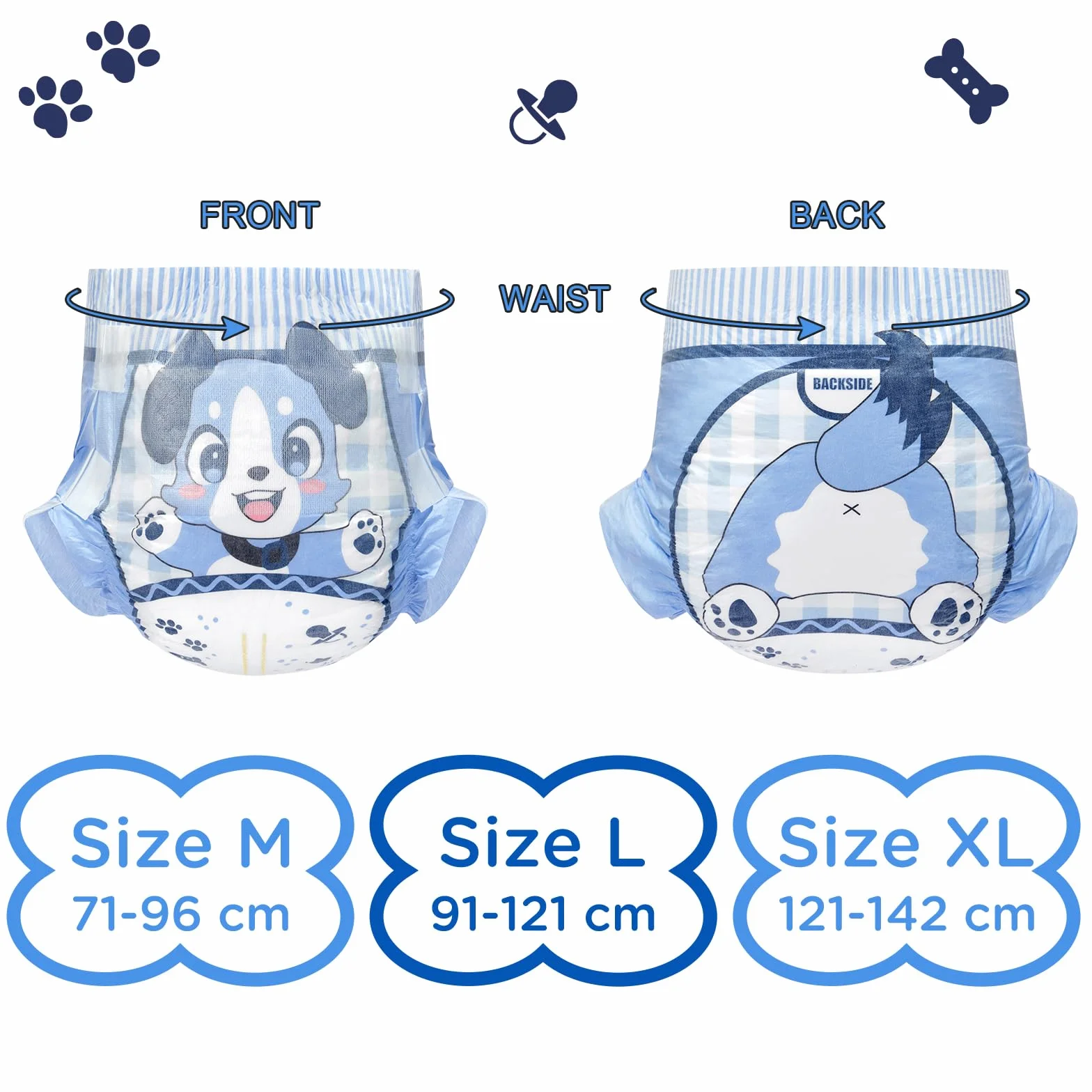 LittleForBig Pielucha Dla Dorosłych Drukowana Regulowane Zapięcie na Rzep Medium 71-96 cm 2 Sztuk