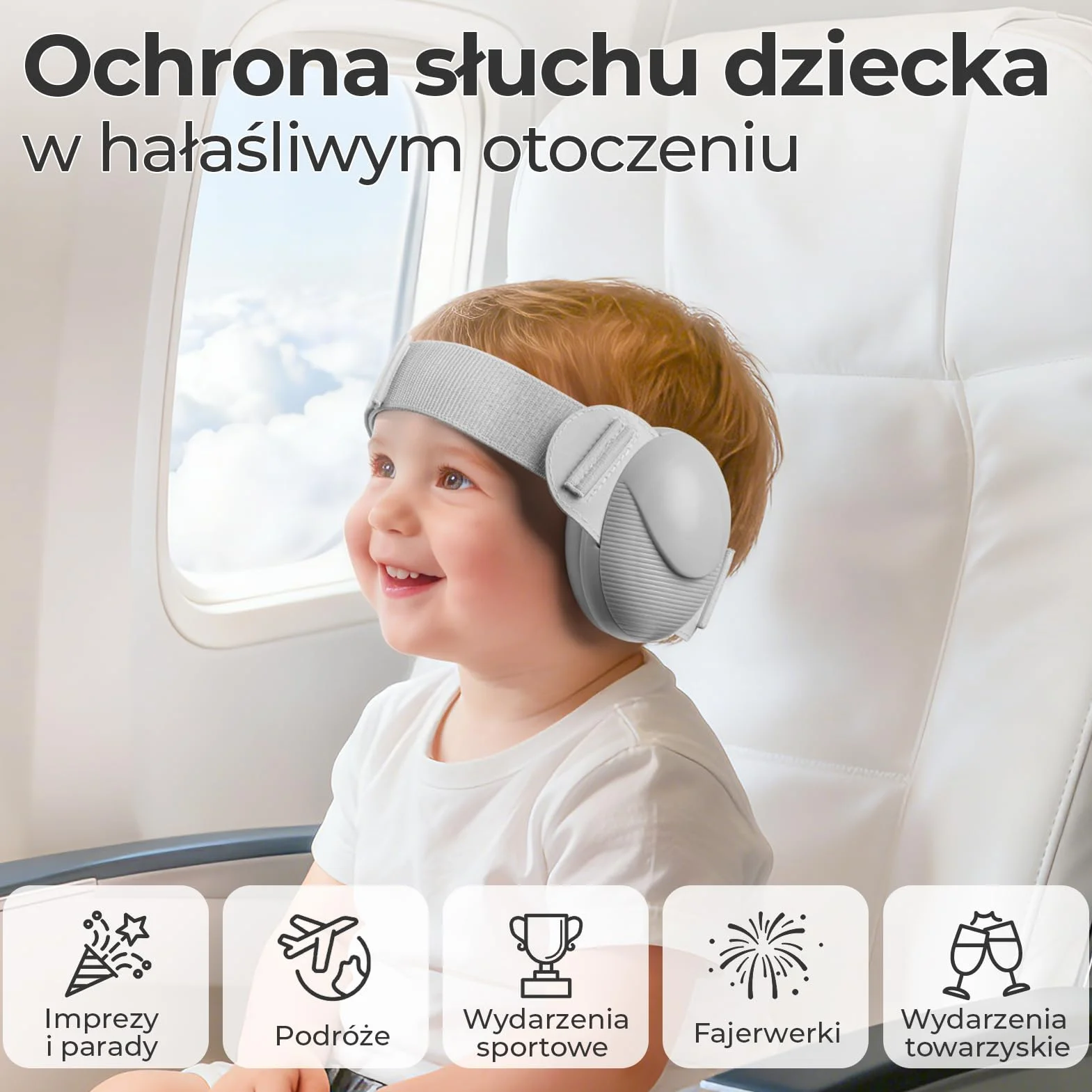 Ochrona słuchu niemowląt, redukcja szumów 25 dB, słuchawki dla niemowląt z certyfikatem CE i ANSI, przenośne i wygodne nauszniki dla małych dzieci w wieku od 0 do 48