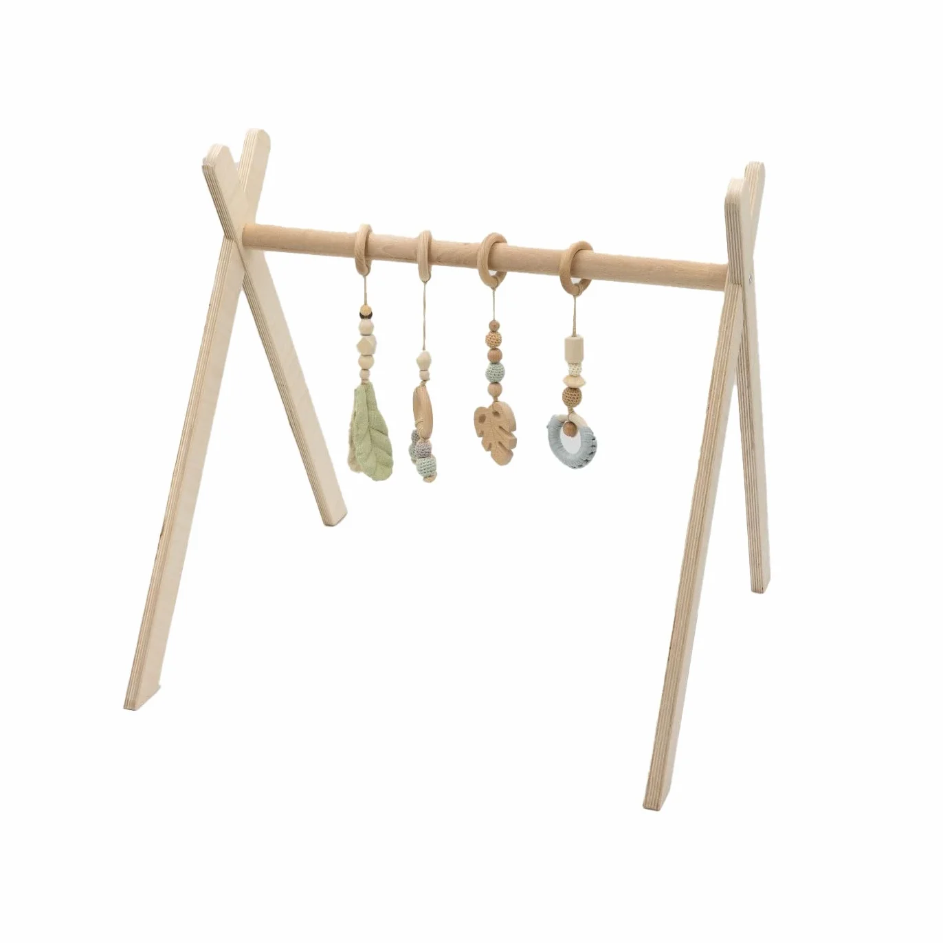 Drewniany łuk do zabawy BASIC dla niemowląt od urodzenia, Montessori Baby Gym, stabilna konstrukcja