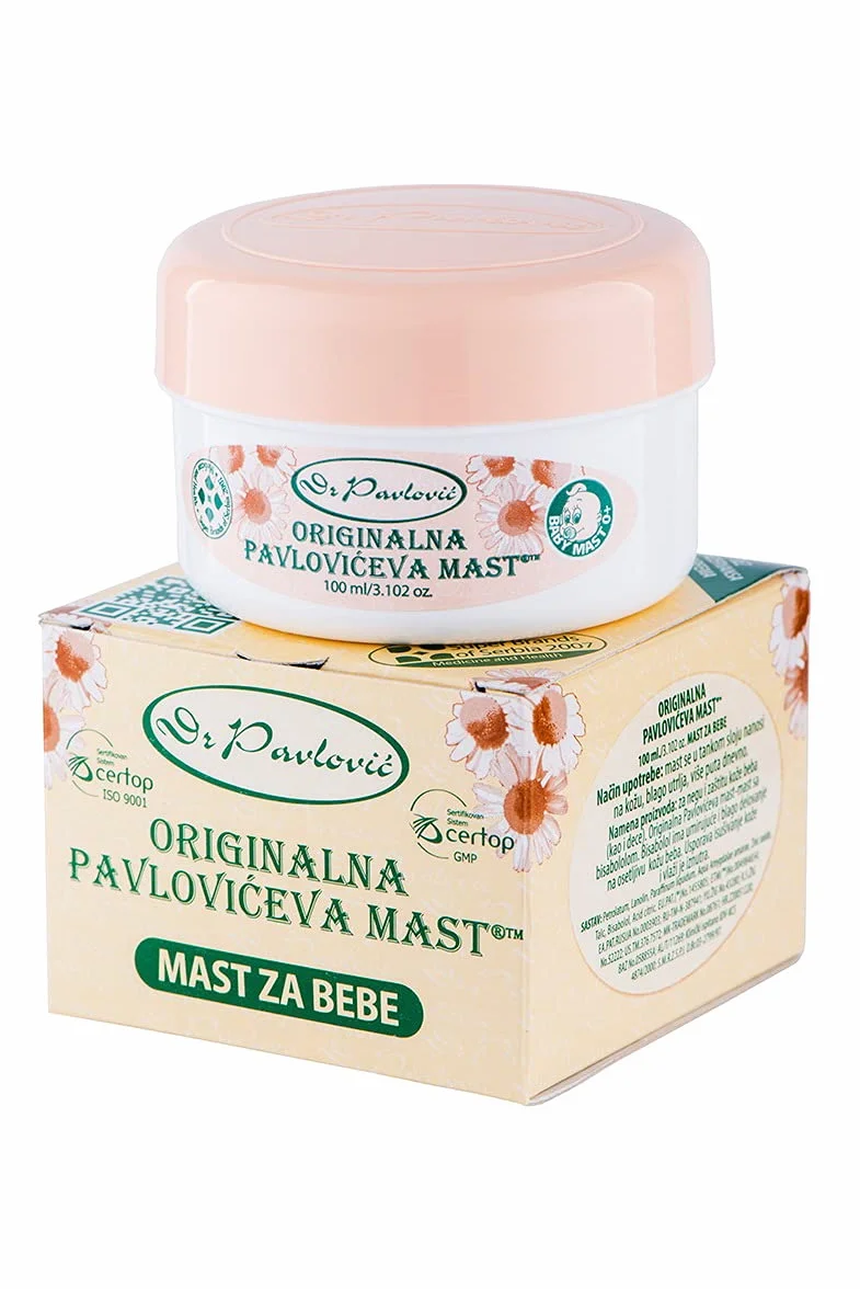 6 x oryginalny Dr. Pavlovic Baby Cream - leczenie odparzeń pieluszkowych, nawilżanie skóry suchej, maść do pielęgnacji skóry niemowląt z rumiankiem (6 x 100 ml) (dziecko, 6)