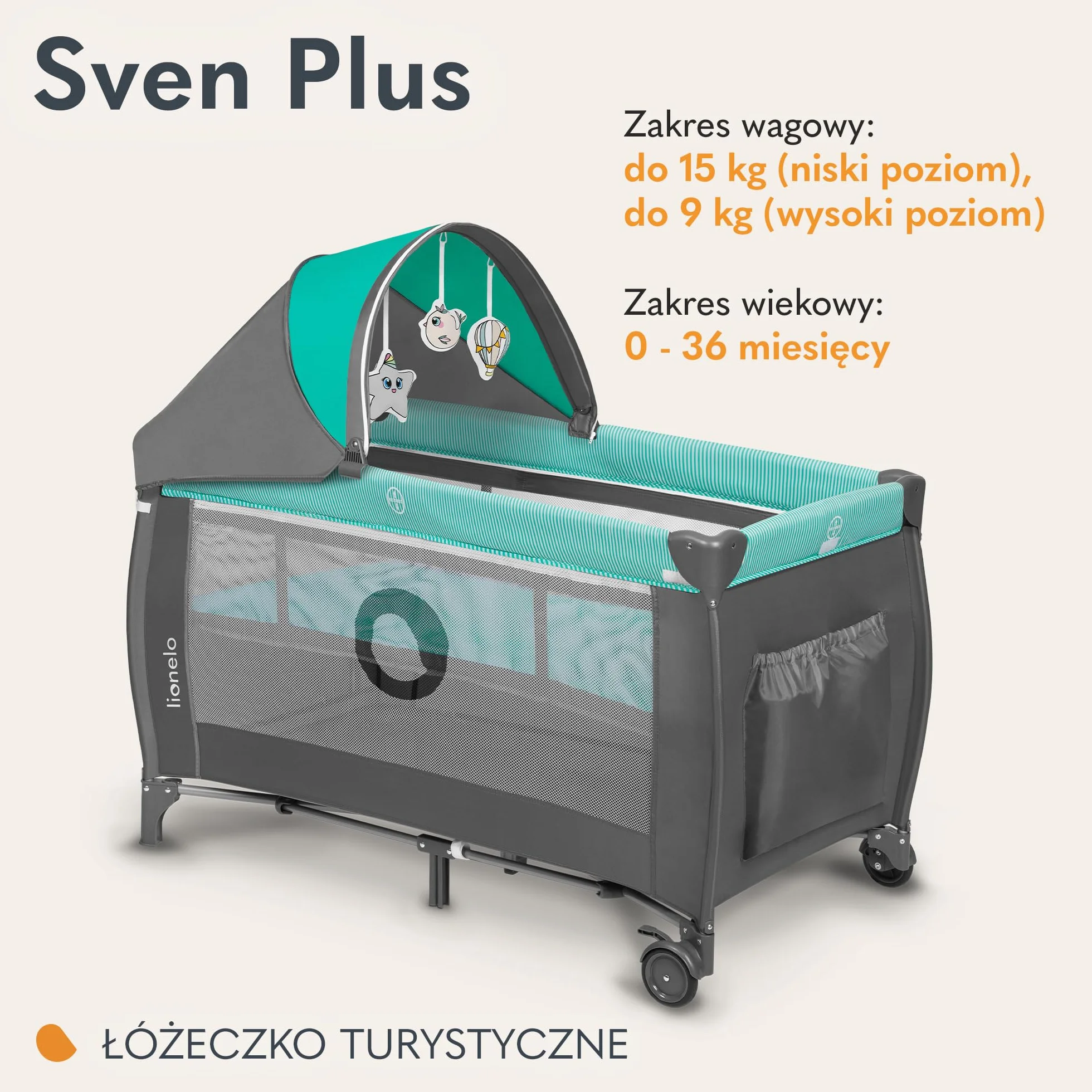 Lionelo Sven Plus 2 W 1 Dziecięce Łóżeczko Dla Dzieci Od Urodzenia Do 15 Kg, Mata Do Przewijania Moskitiery, Przewiewne Ściany Boczne Z Wejściem Bocznym, Torba Składana