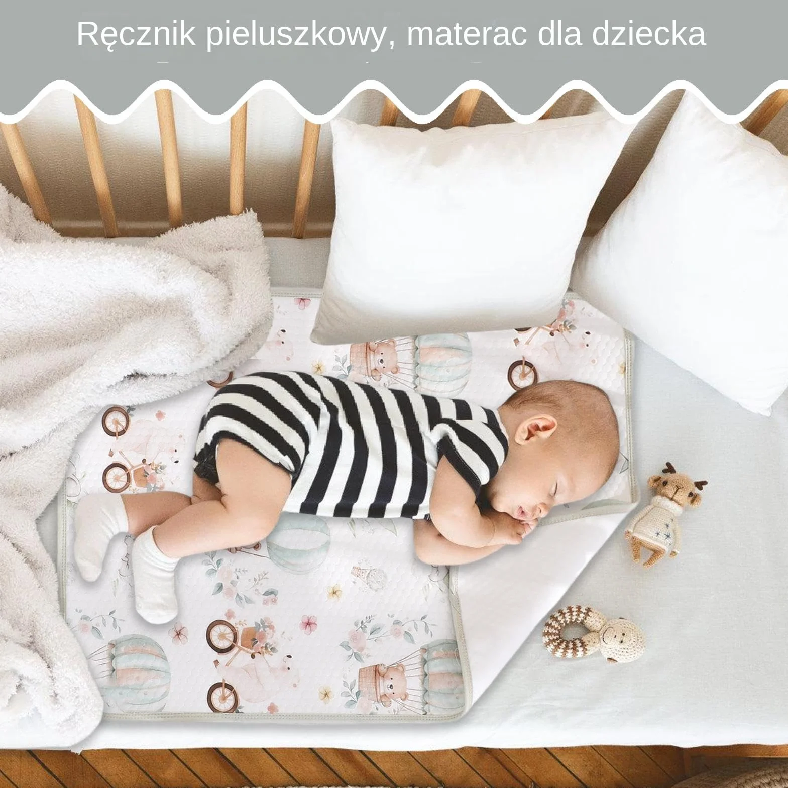 Waterproof Crib Mattress Protector 70x50cm Absorbent Bassinet Liner Sheet