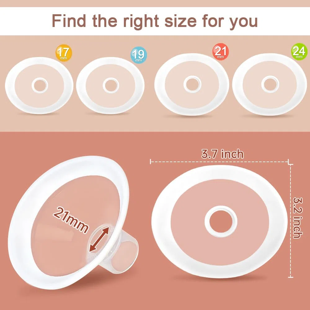 PumpMom 21 mm kołnierze do laktatora Medela, wymienny kołnierz kompatybilny z laktatorami Medela PersonalFit, Freestyle, Maxi, Freestyle Flex Connector