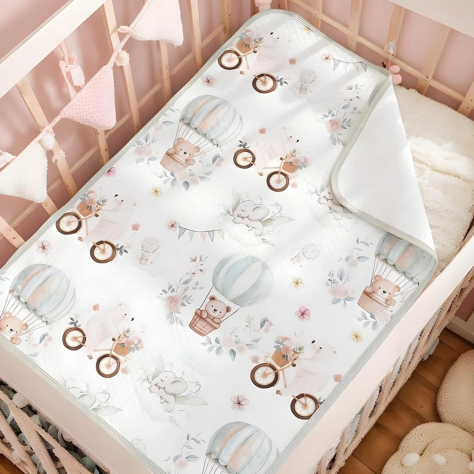 Waterproof Crib Mattress Protector 70x50cm Absorbent Bassinet Liner Sheet