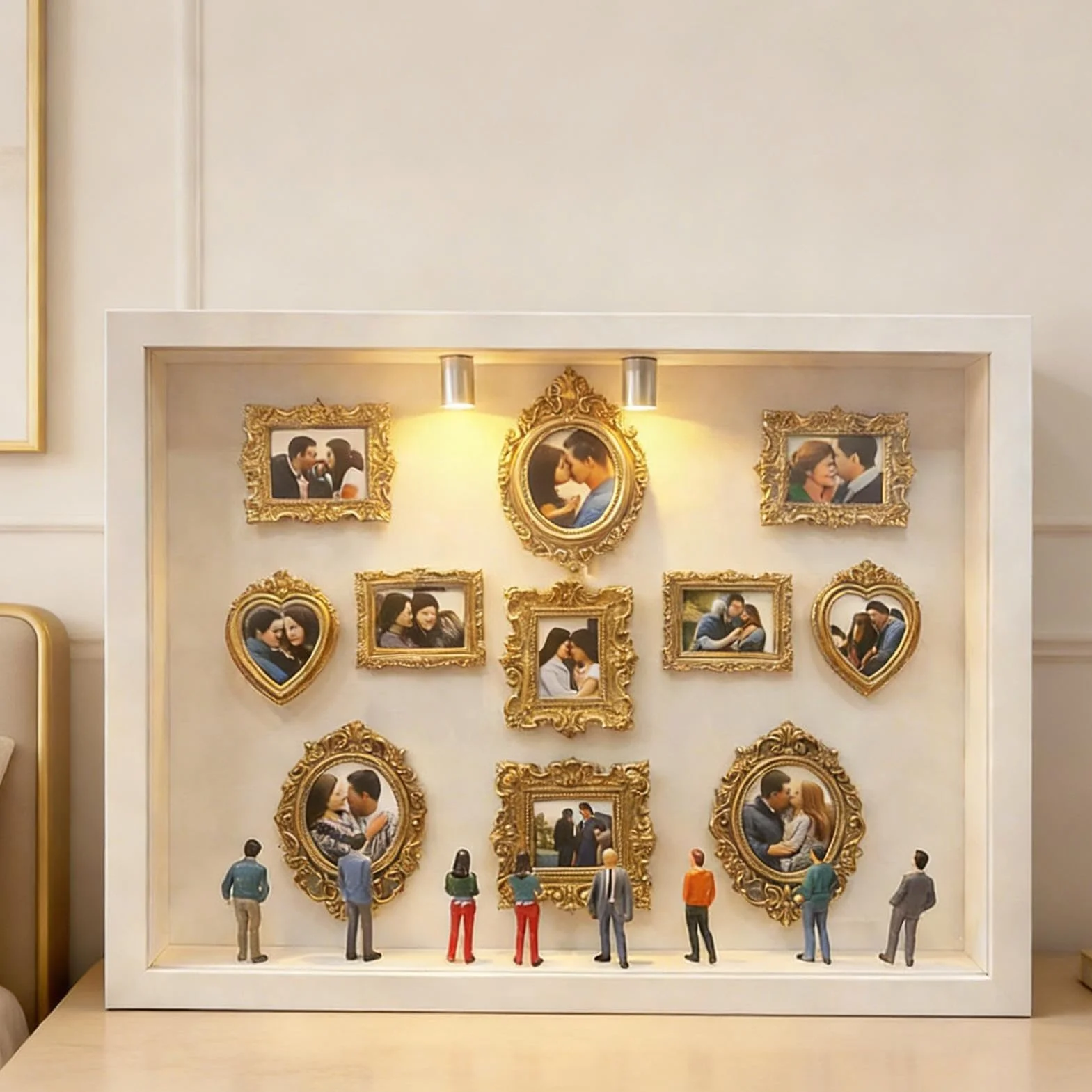 Mini muzeum ramka na zdjęcia – ręcznie wykonana dekoracja stołu – ramka na zdjęcia w kształcie sylwetki, do domu, biura, salonu, sypialni, gabinetu, pokoju dziecięcego, toaletki, biurka