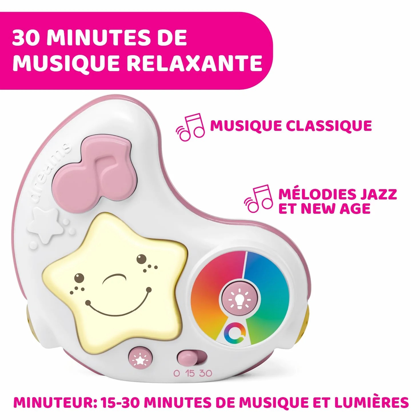 Chicco Mata dla Niemowlaka 3w1,z Projektorem Gwiazdek, Lampką Nocną z Relaksującą Muzyką, dla dzieci 0+m, Różowa