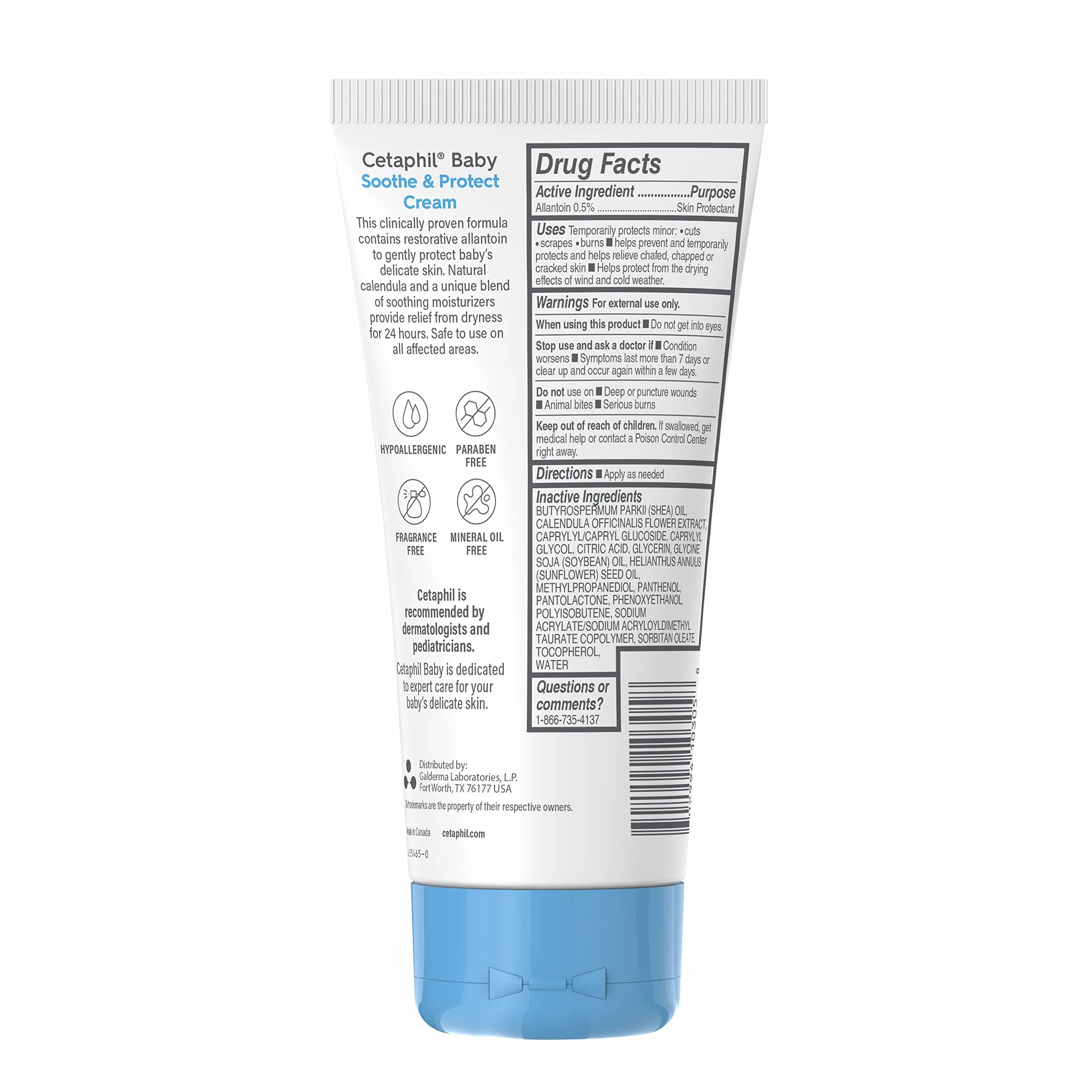 Cetaphil Baby Soothe & Protect Cream z alantoinową ochroną skóry, 6 uncji, krem nawilżający dla dzieci, 24h