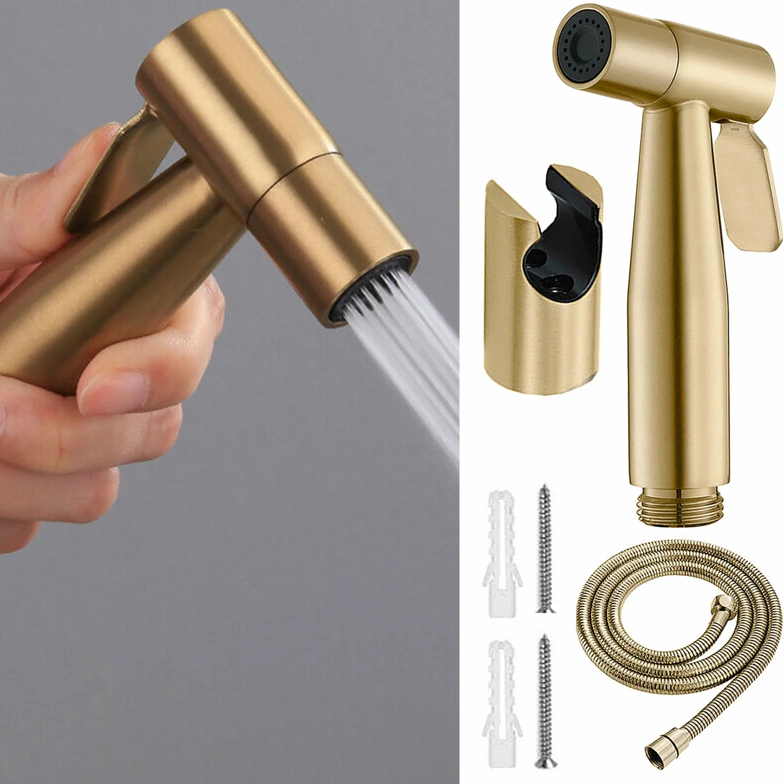 Ręczny opryskiwacz bidetowy SUS304 ze stali nierdzewnej z wężem prysznicowym, przenośny zestaw opryskiwaczy bidetowych G1/2", polerowany adapter do kranów, głowica prysznicowa do czyszczenia toalety,