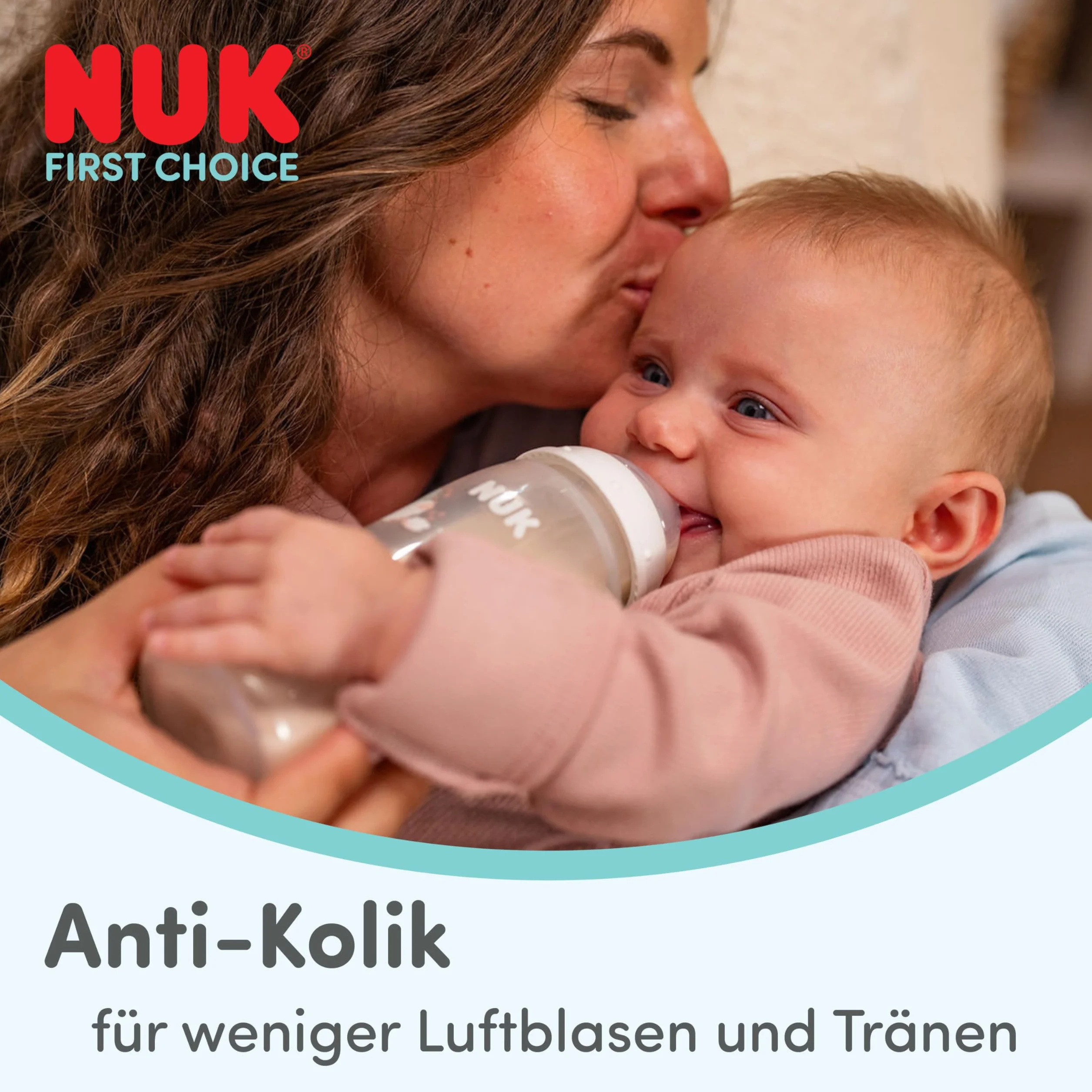 NUK First Choice Smoczki do butelek | 0+ miesięcy | Smoczki antykolkowe do butelek | Silikonowe | Małe | 2 sztuki