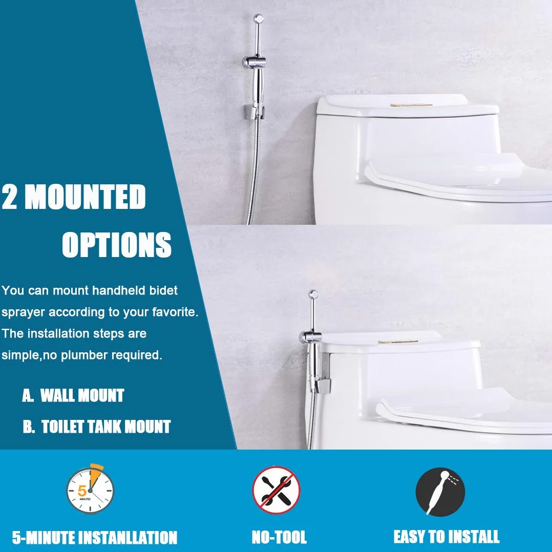 Bidet Uvish rozpylacz do mocowania do toalety, ręczny sprayer, higiena osobista, prysznic z wężem, pielucha dla niemowląt, czystość pośladków z litego mosiądzu