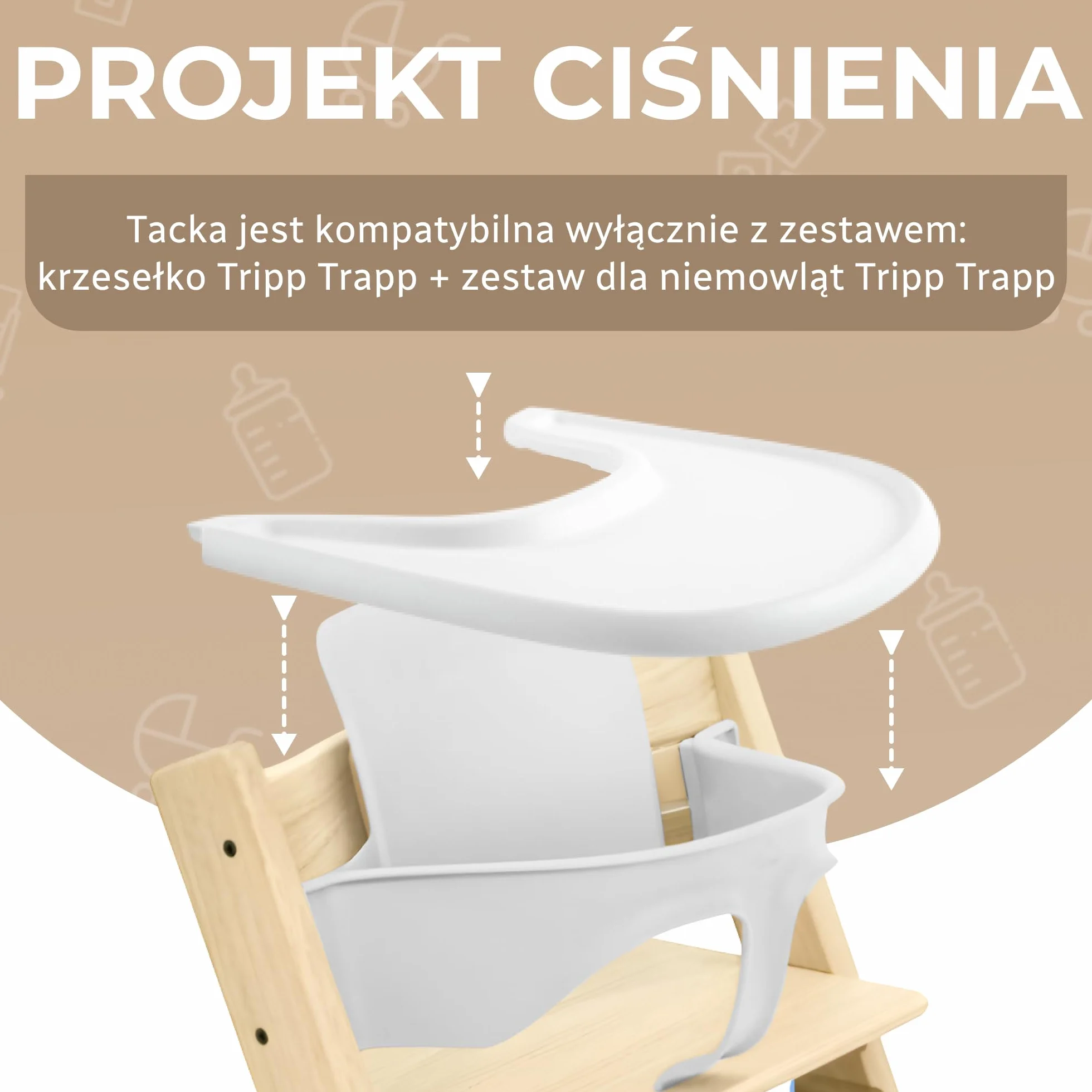 Stół do wysokiego krzesła kompatybilny z Stokke Tripp Trapp, biały, nie zawiera BPA