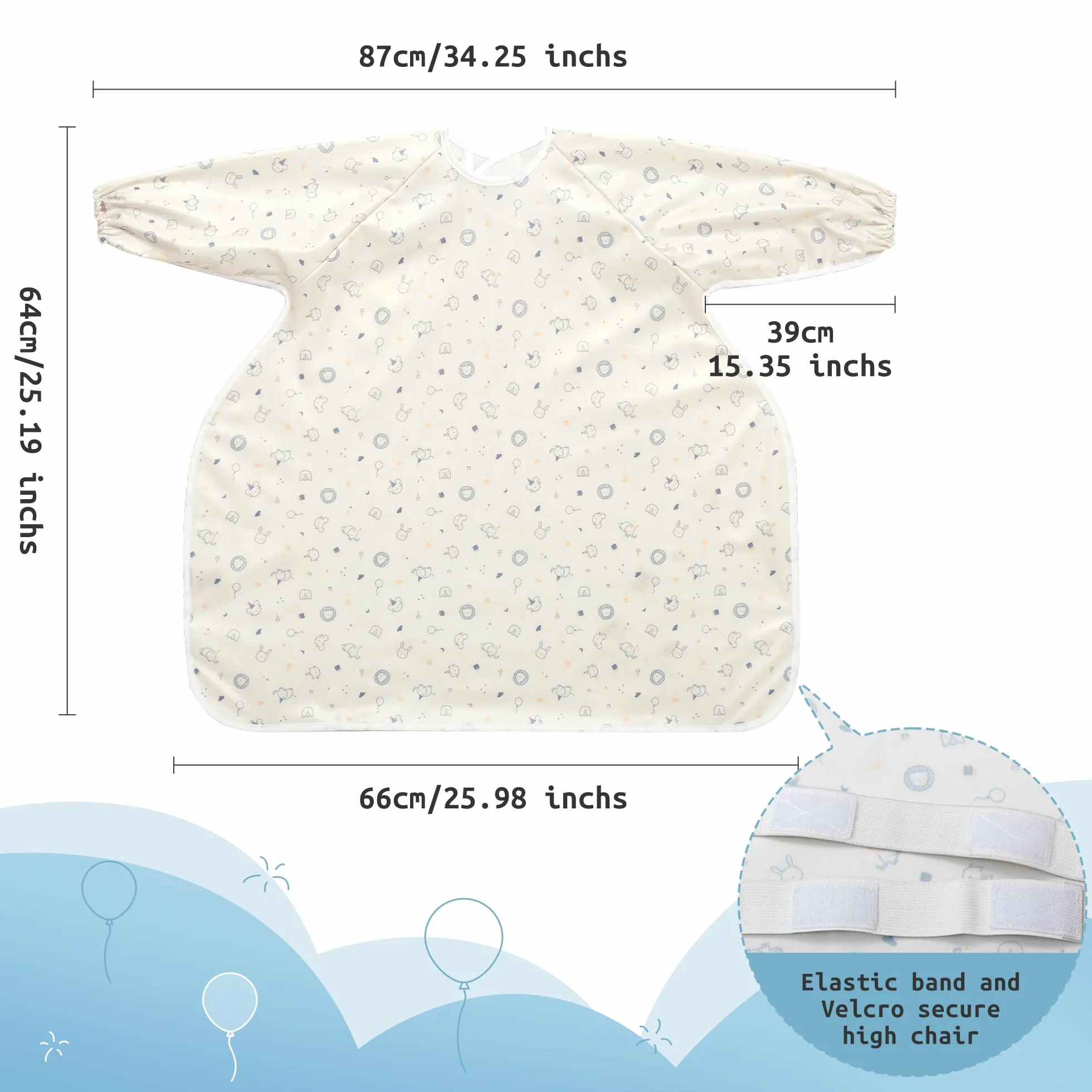 Little Dimsum Kombinezon na szelkach dla niemowląt i maluchów z długimi rękawami, wodoodporny fartuch BLW do odstawienia od piersi, śliniak unisex