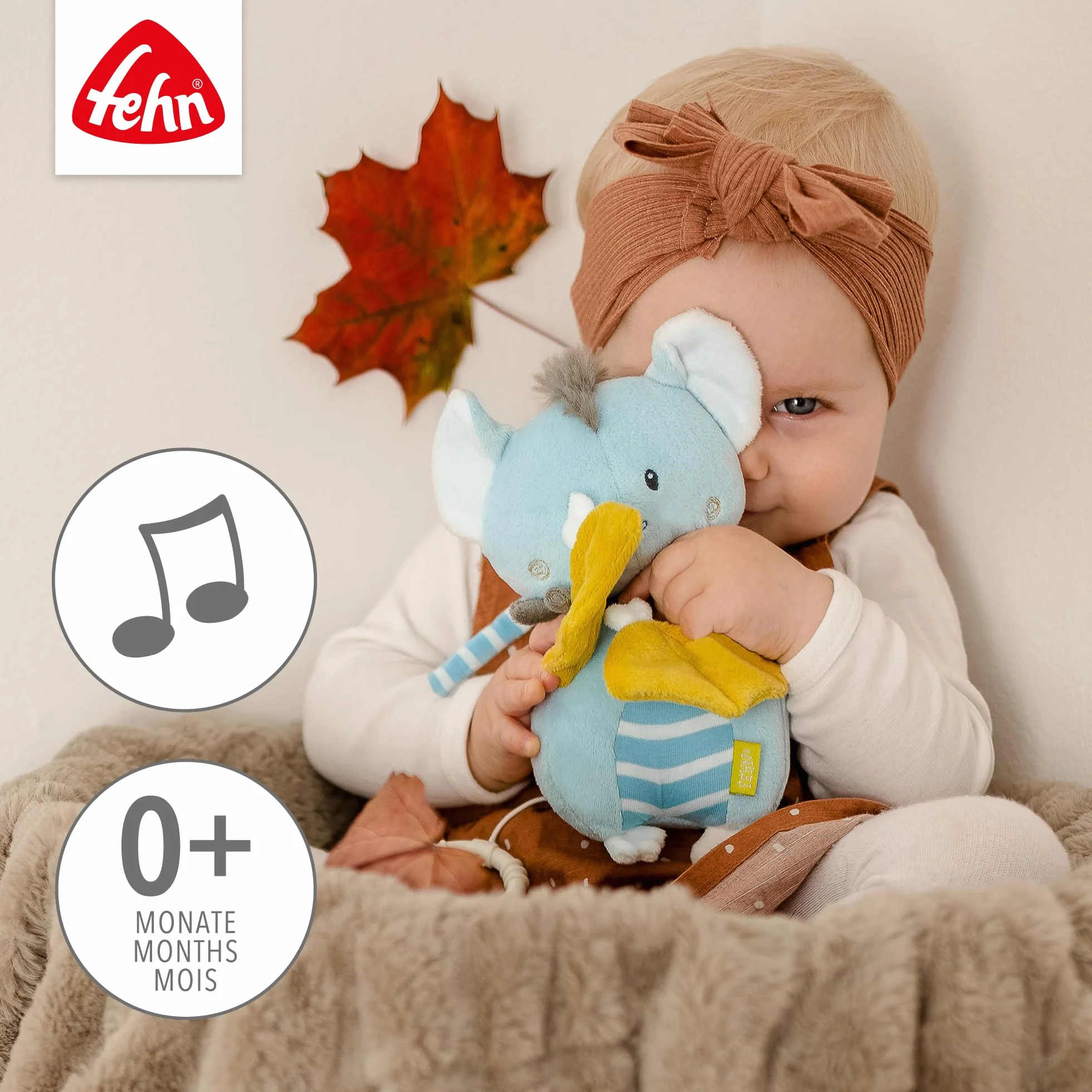 Fehn Spieluhr Fledermaus Aufzieh-Spieluhr mit Brahms Wiegenlied für Babys und Kleinkinder ab 0+ Monaten