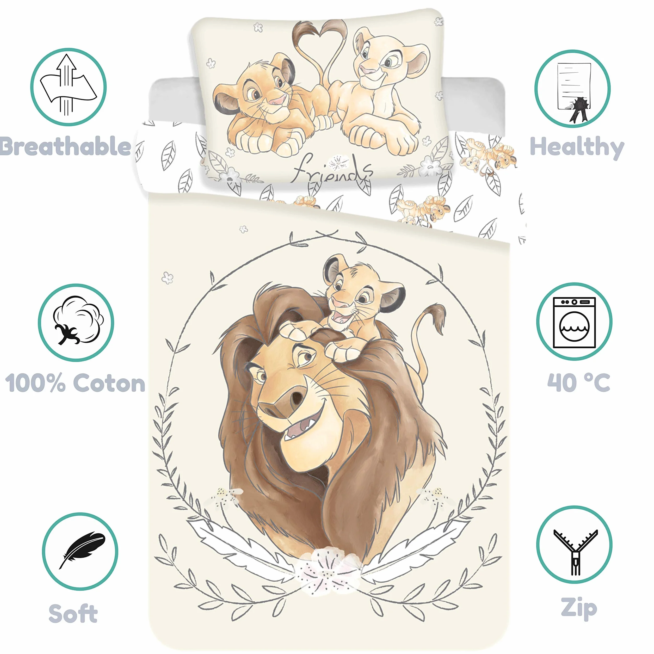Le King Lion Pościel dla niemowląt 2 szt. 100x135 cm 100% Bawełna Simba Mufasa