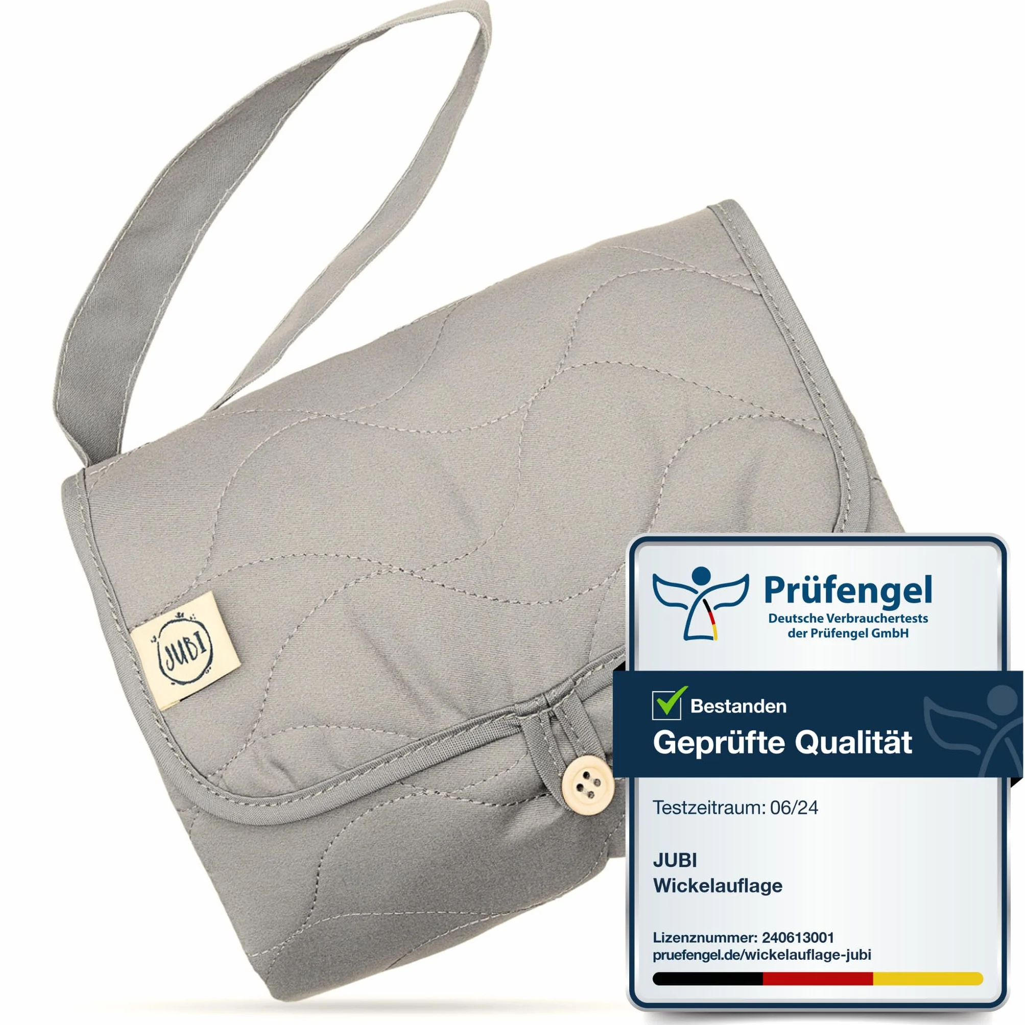 Jubi® Przewijak Podróżny – Mata do przewijania z bawełny organicznej i poliestru Öko-Tex – składana, kompaktowa (Grey)