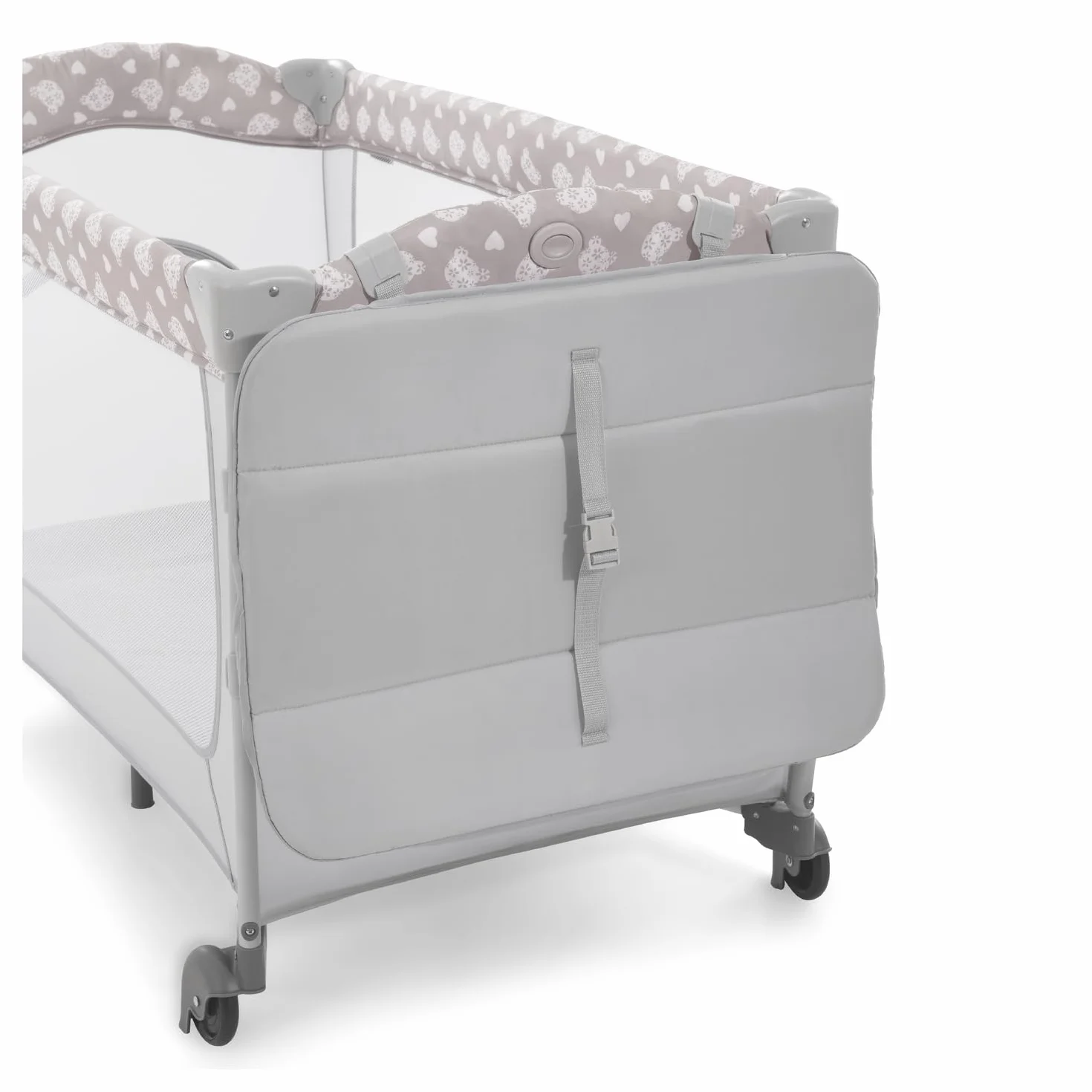 Hauck Zestaw łóżeczek Sleep N Play Center dla niemowląt i małych dzieci od urodzenia do 15 kg, 120 x 60 cm, stolik przewijany, drugi poziom, kółka, klapa boczna, składany, torba