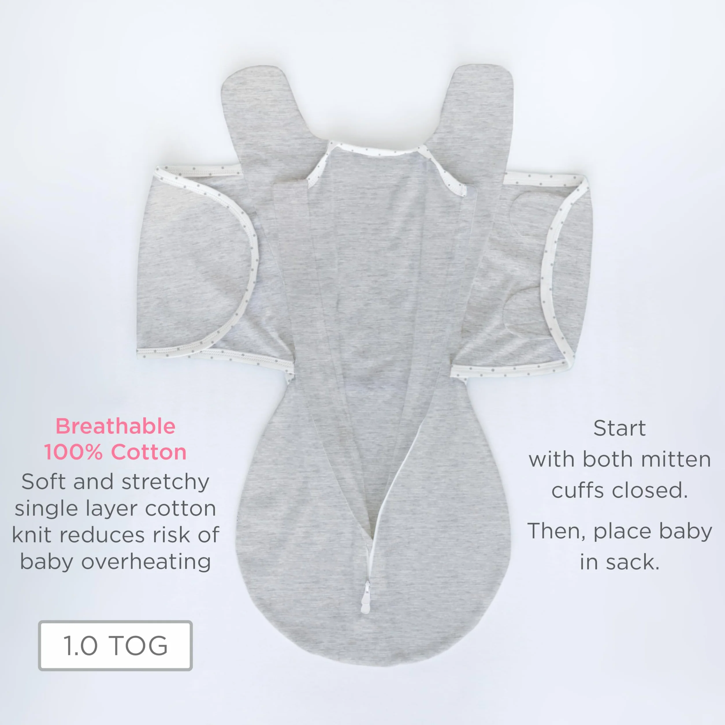 SwaddleDesigns Omni worek do przewijania, rękawy do połowy długości i mankiety z rękawiczkami, łatwe przejście, wrzosowy róż brzoskwiniowy, 0-3 miesiące