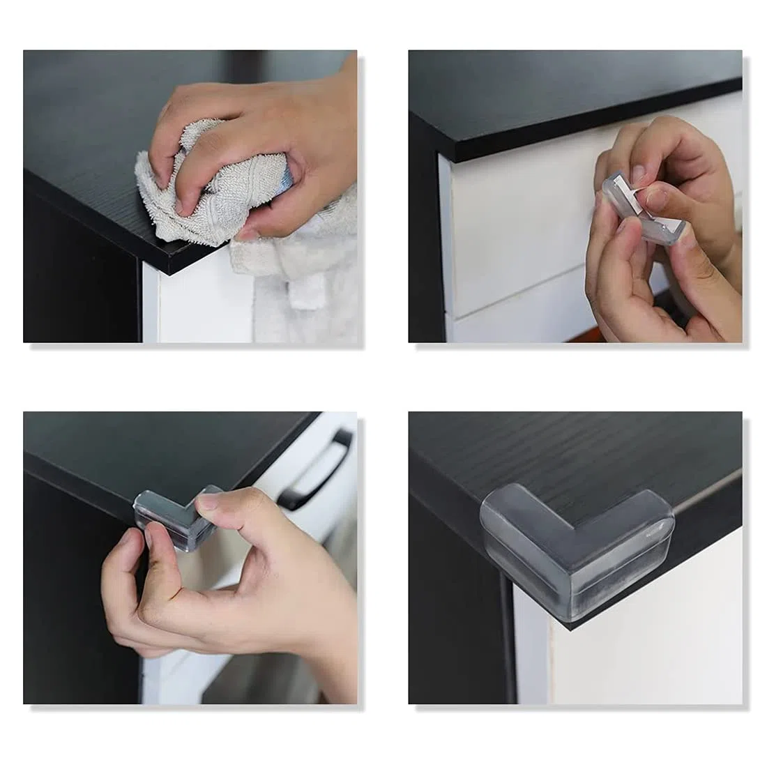 WeddHuis 6 przezroczystych krawędziowych ochronników dla dzieci, mocny dwustronny klej, gumowe narożniki, ochrona krawędzi i stołu