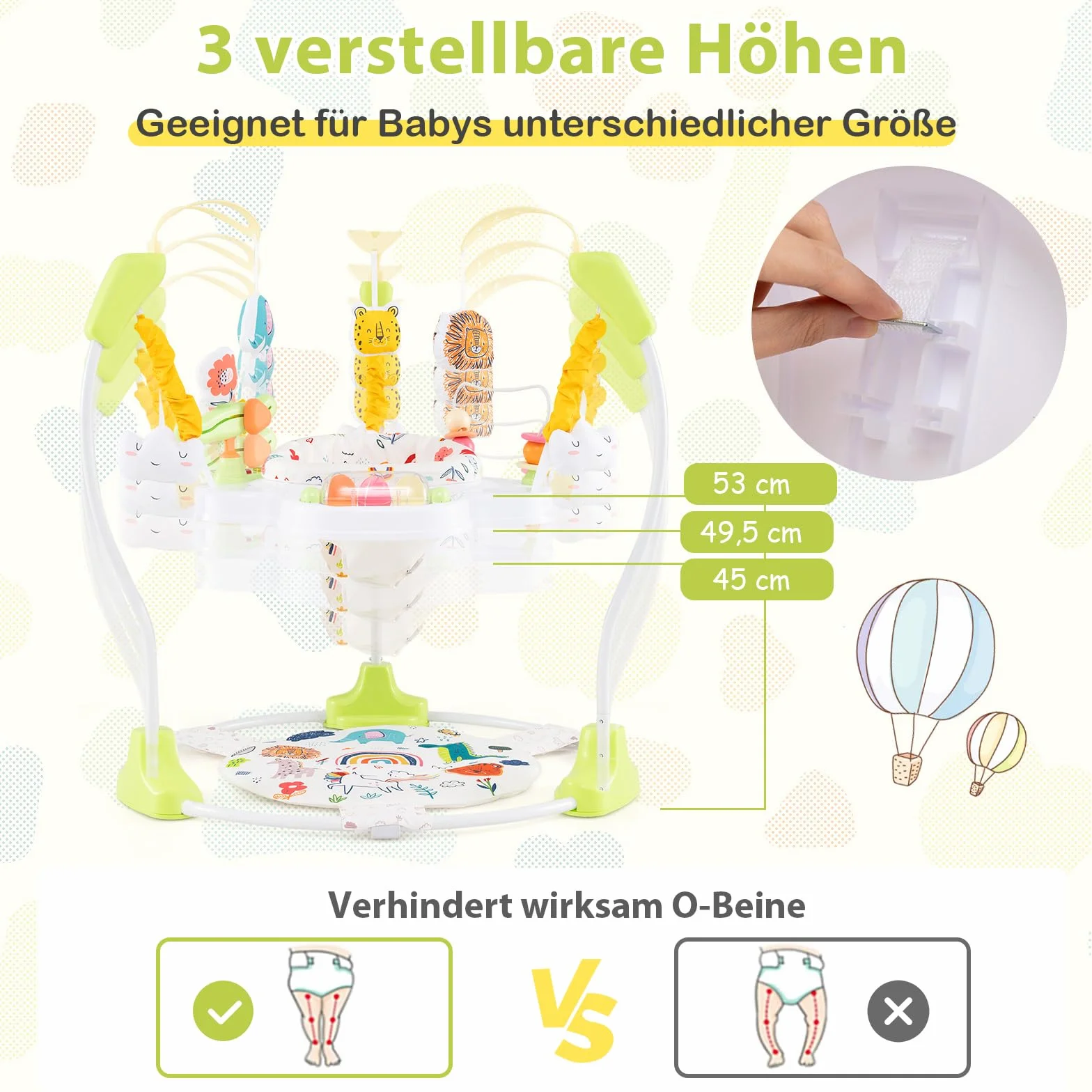 GOPLUS 3 w 1 Baby Jumperoo, centrum do skakania i zabaw z obrotowym siedziskiem o 360°, zabawka i tablet muzyczny ze światłami i dźwiękiem, siedzisko do zabawy z regulacją wysokości, dla dzieci od 6