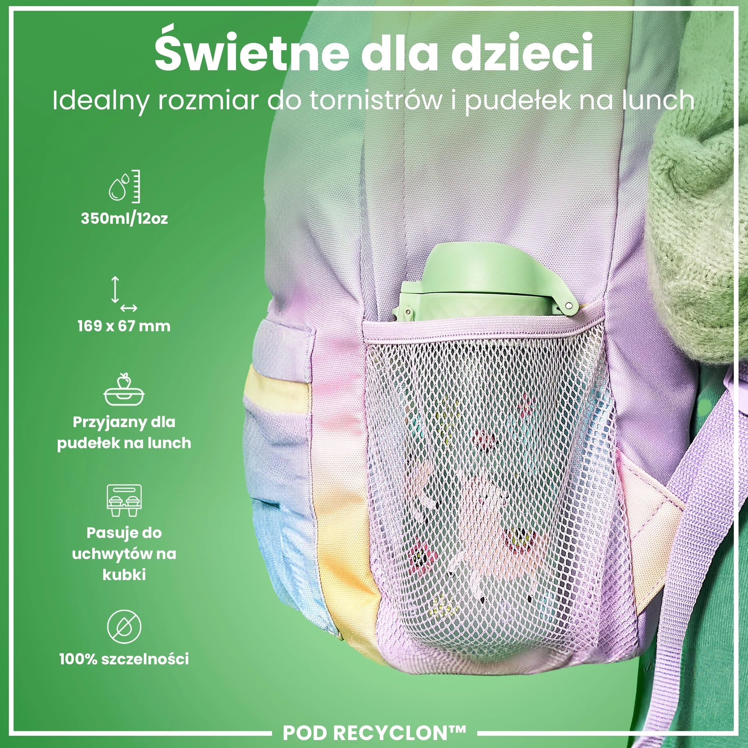 ION8 Butelka dla Dzieci 350 ml Szczelna Bez BPA Łatwa do Otwarcia