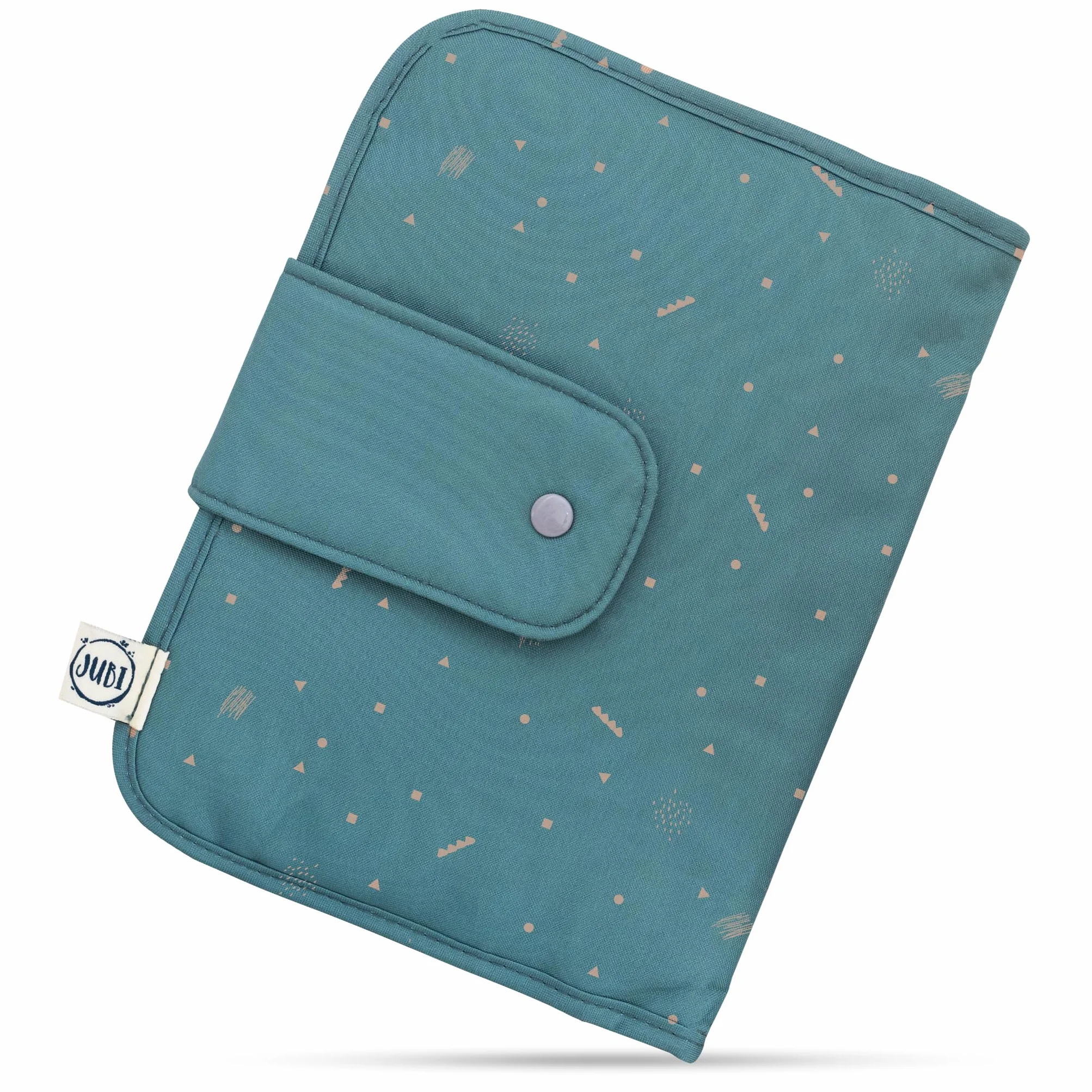 Jubi® Torba na pieluchy dla niemowląt z podkładką do przewijania na podróż z bardzo dużą ilością miejsca - mała torba do przewijania (Green geometric figures)
