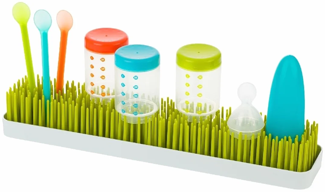 TOMY Boon PATCH Countertop Drying Rack For Baby Bottles And Accessories, Stylish Nursery Accessories, Baby Essentials for New Parents, BPA Green